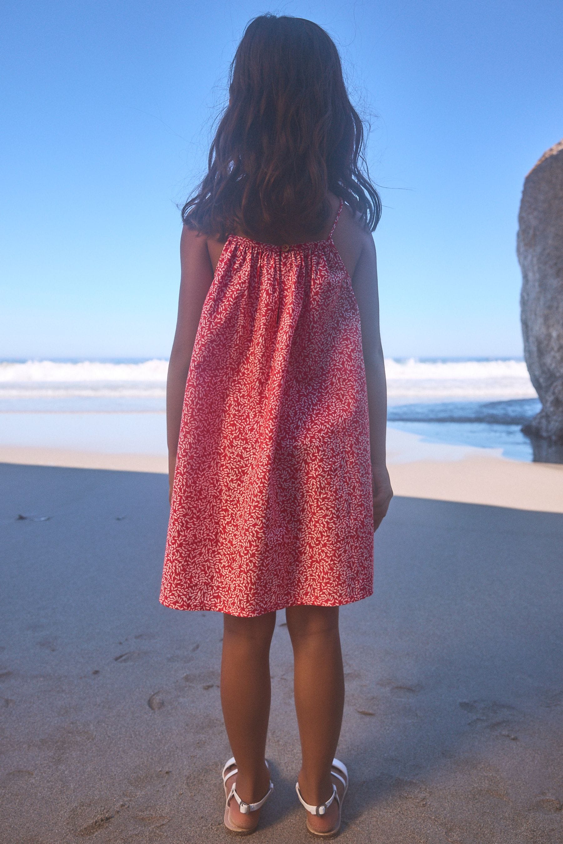 Red Ditsy 100% Cotton Strappy Sundress (3-16yrs)