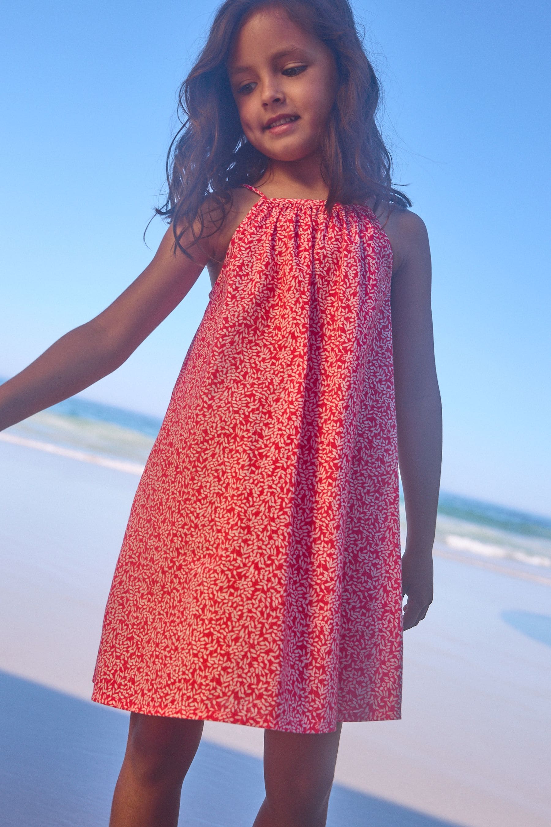 Red Ditsy 100% Cotton Strappy Sundress (3-16yrs)