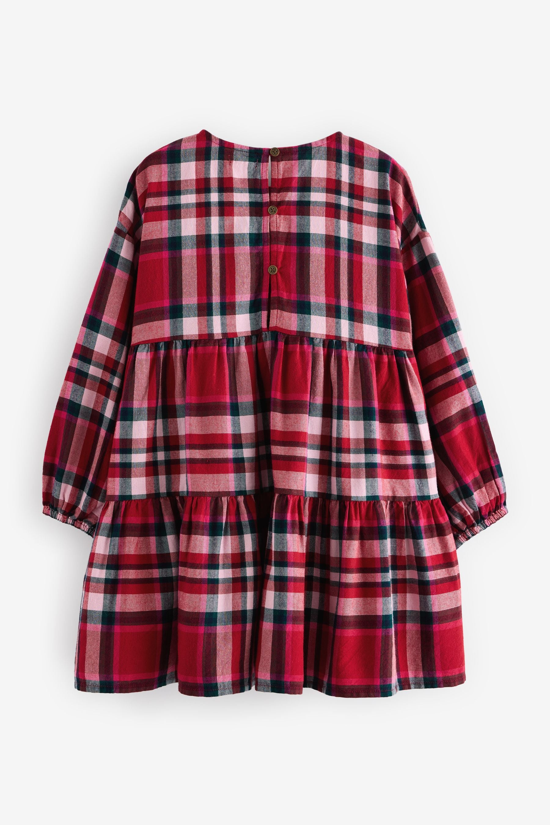 Red Check Tiered 100% Cotton Dress (3-16yrs)