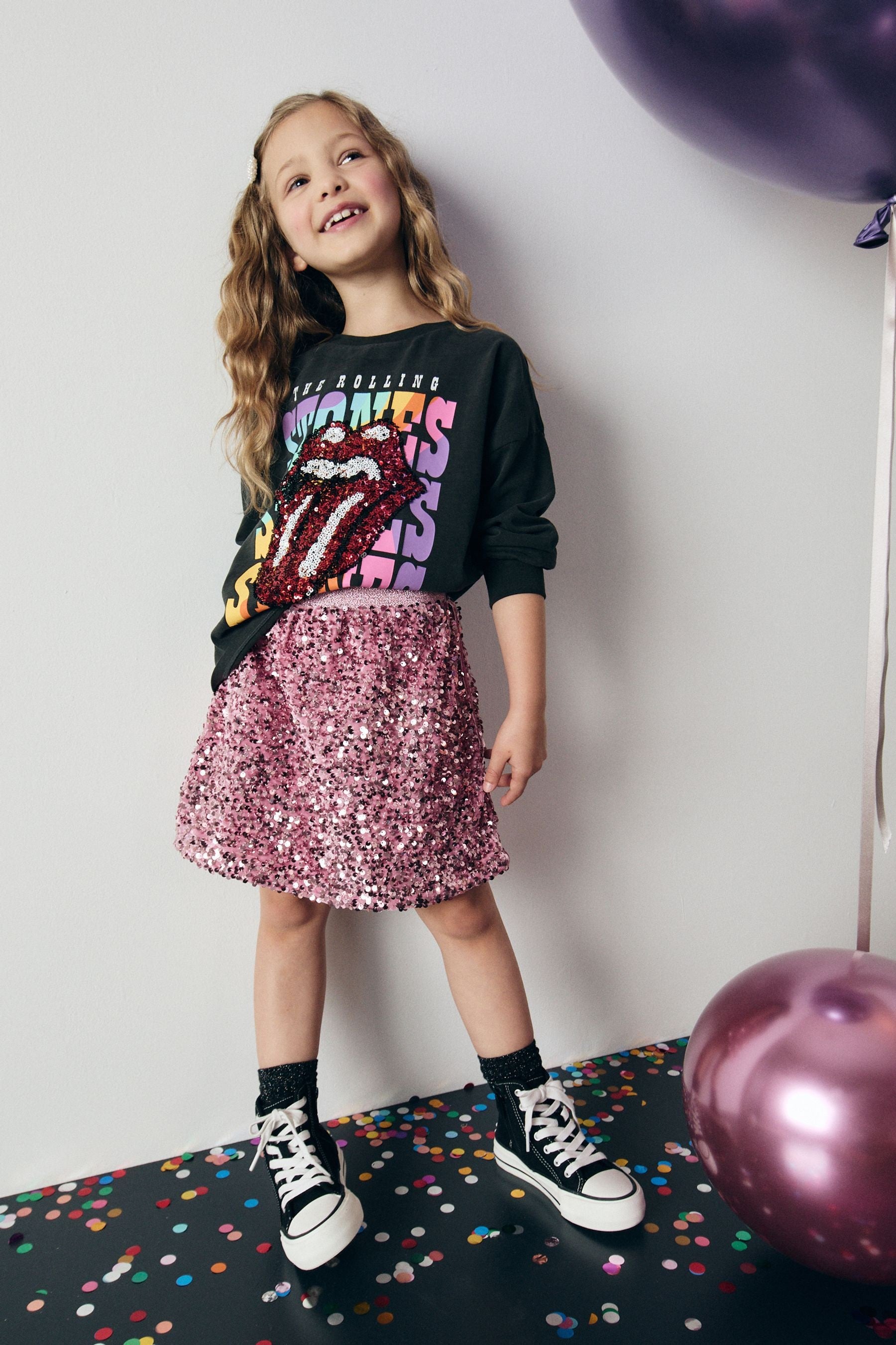 Pink Velour Sequin Skirt (3-16yrs)