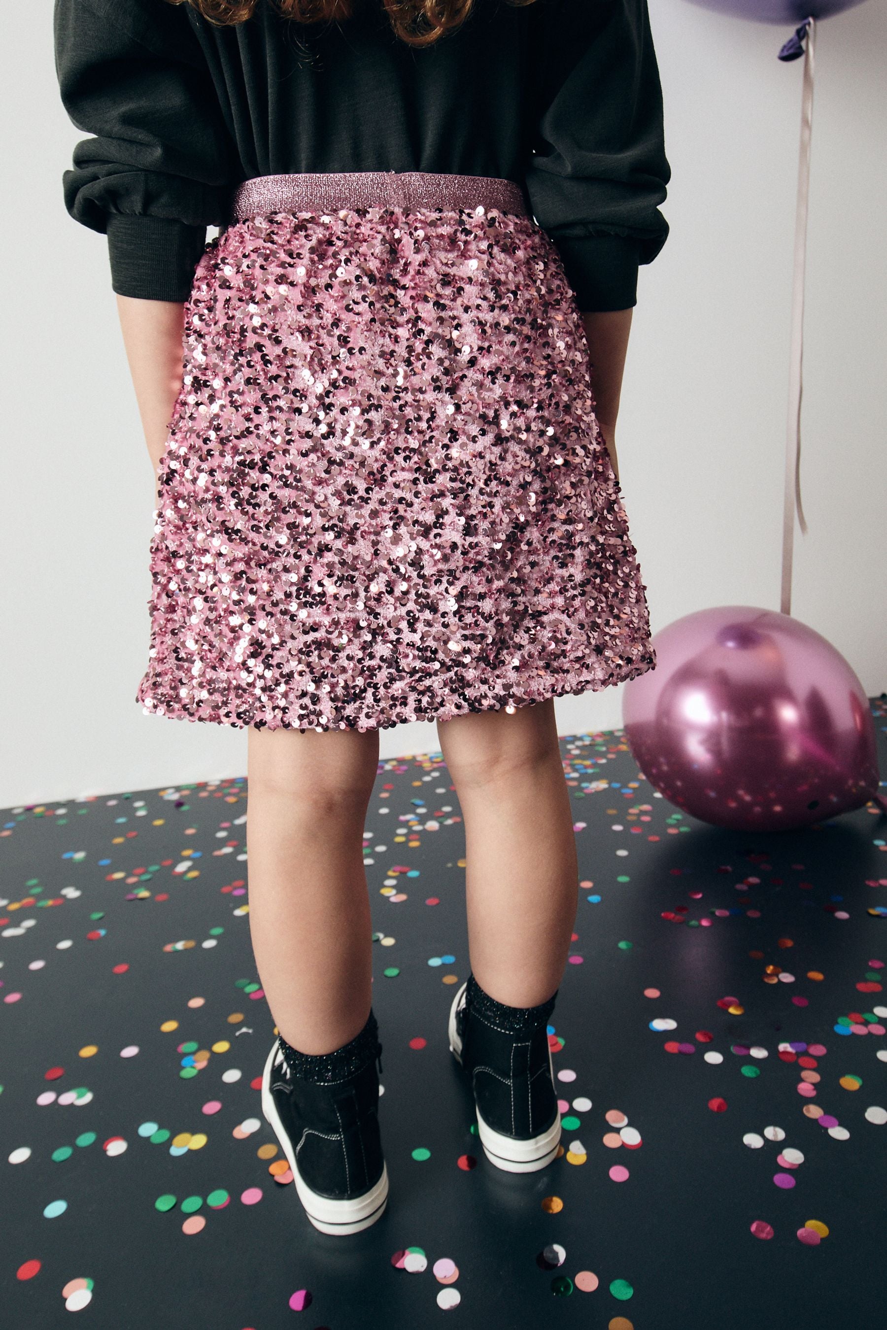 Pink Velour Sequin Skirt (3-16yrs)