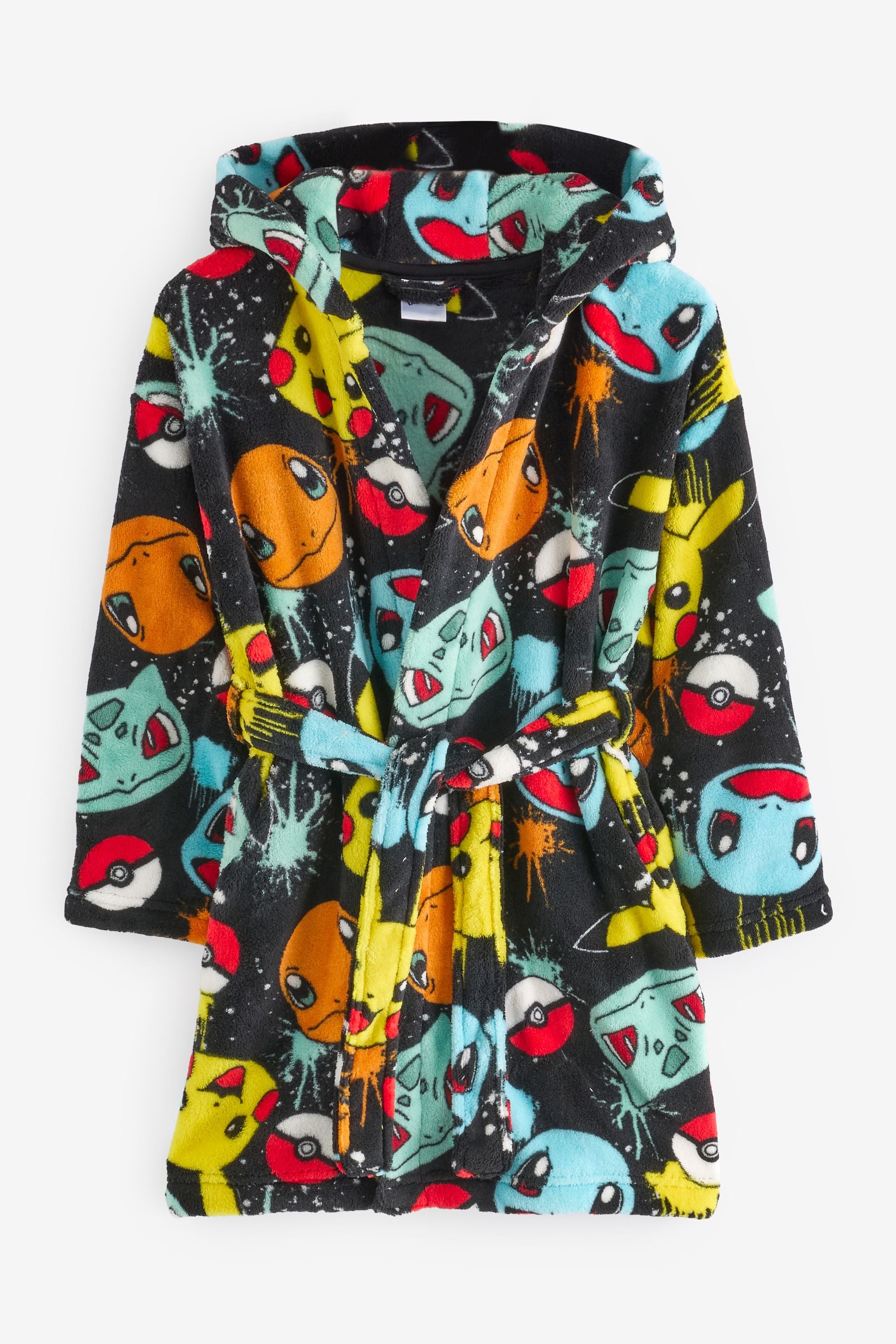 Multi Black Pokemon Fleece Hooded Robe (5-16yrs)