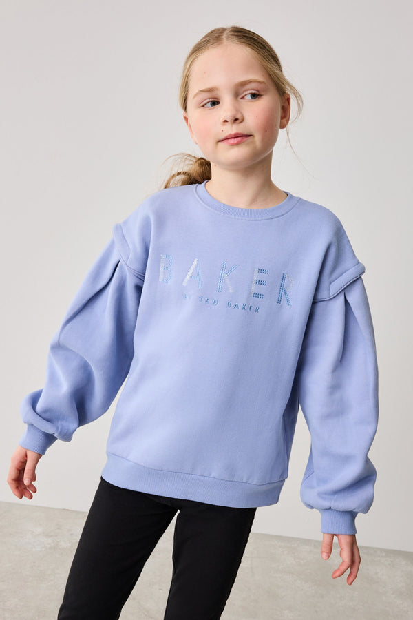 Baker by Ted Baker Blue Embroidered Branded Sweat Top