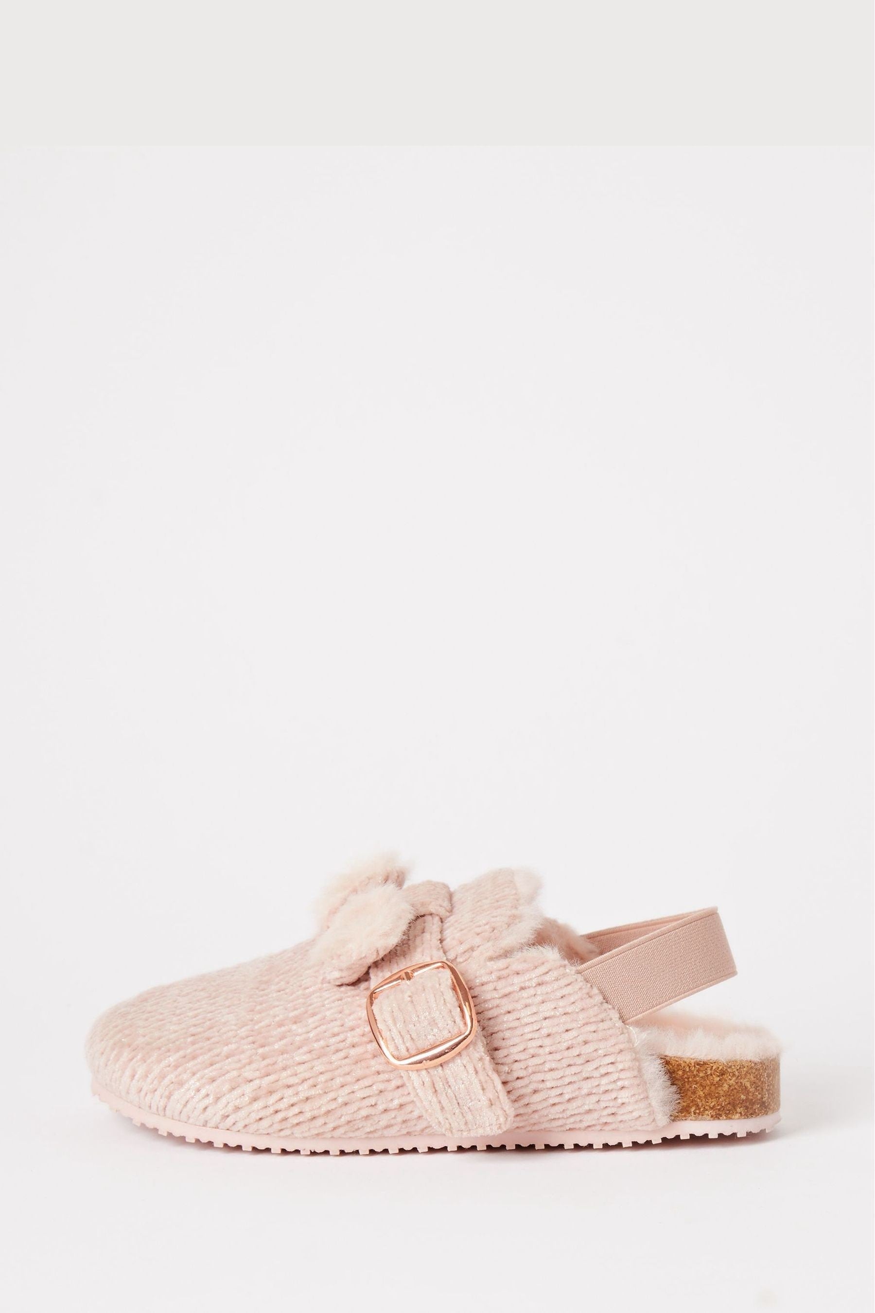 Lipsy Pink Slip On Footbed Buckle Slippers Clogs