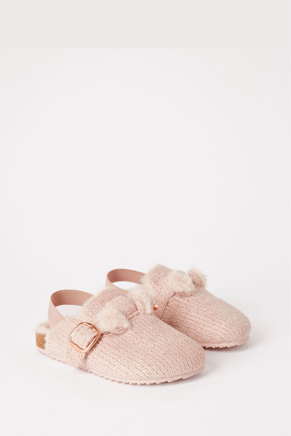 Pink Slip On Footbed Buckle Nightwear Slippers Clogs