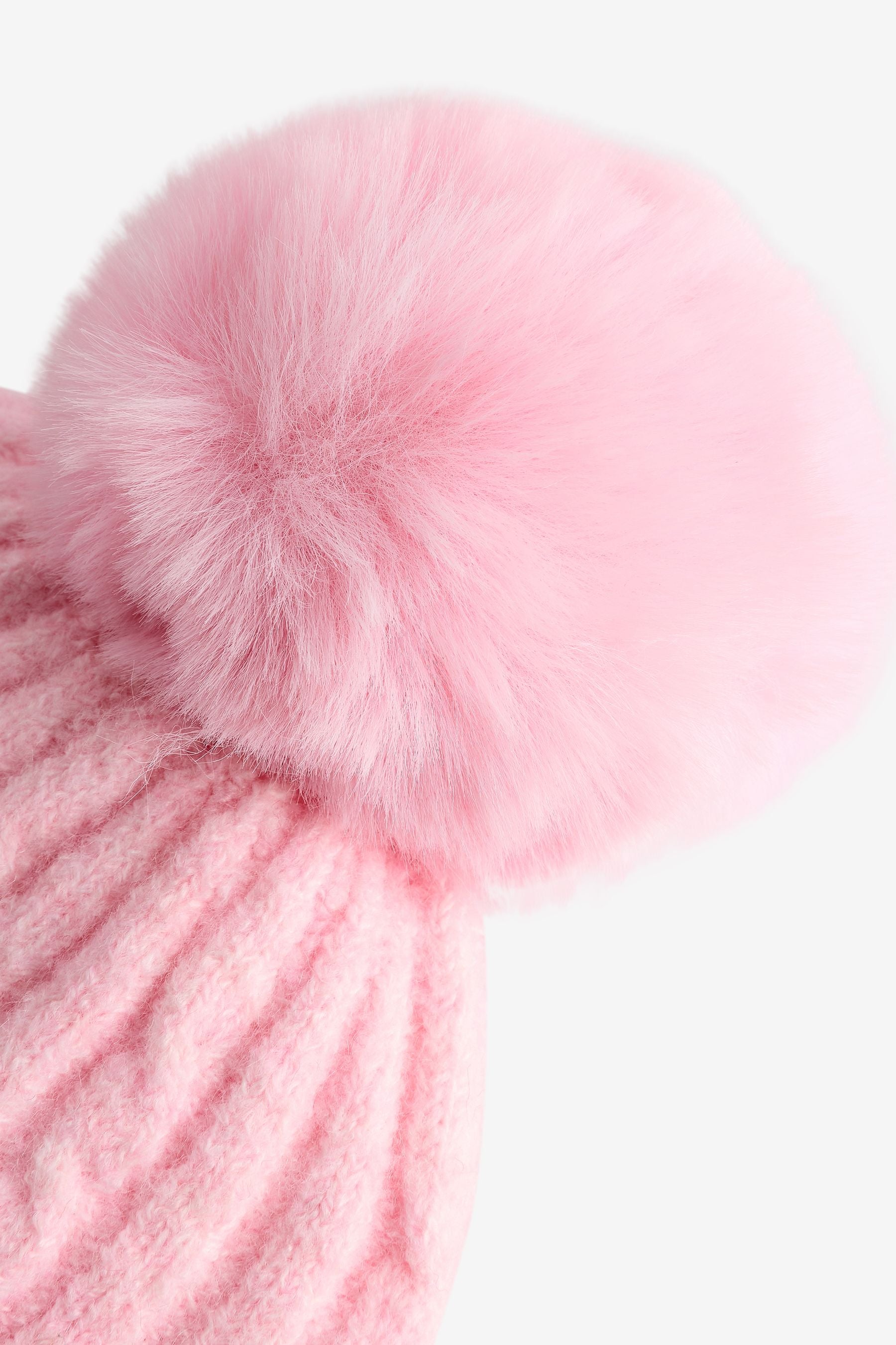 Pink Pom Cable Knit Beanie Hat (1-16yrs)