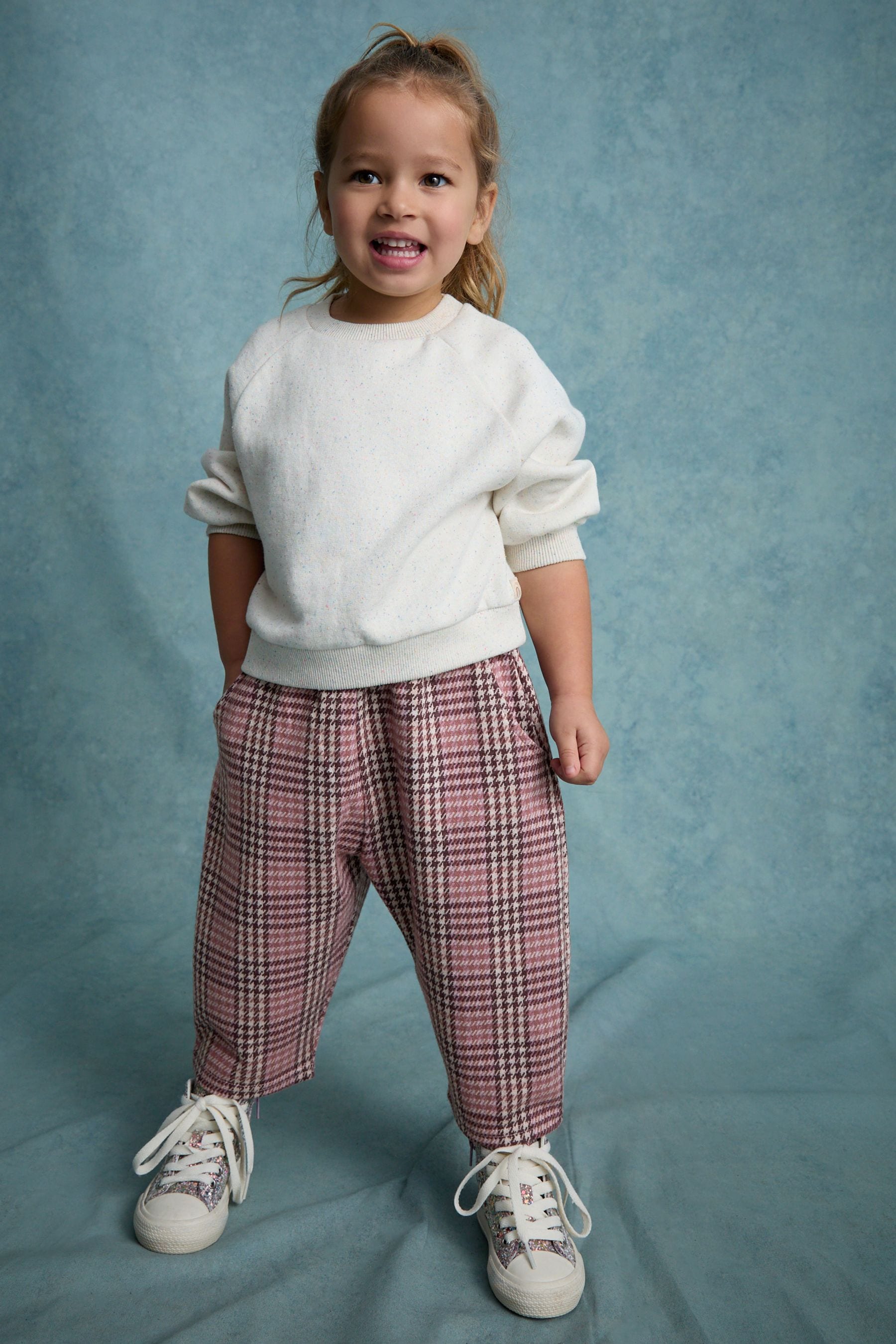 Pink Check Textured Podgey Trousers (3mths-7yrs)