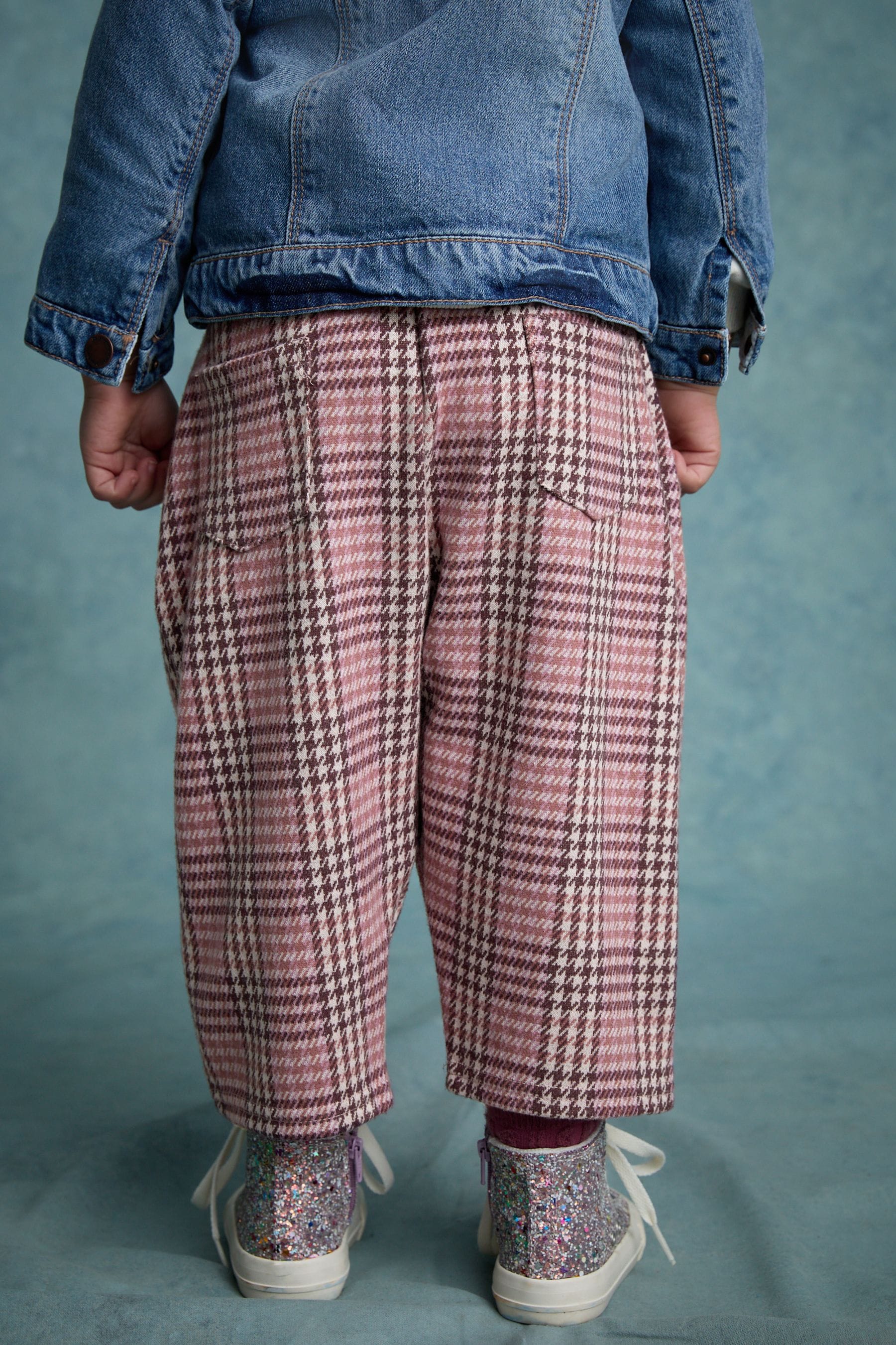 Pink Check Textured Podgey Trousers (3mths-7yrs)