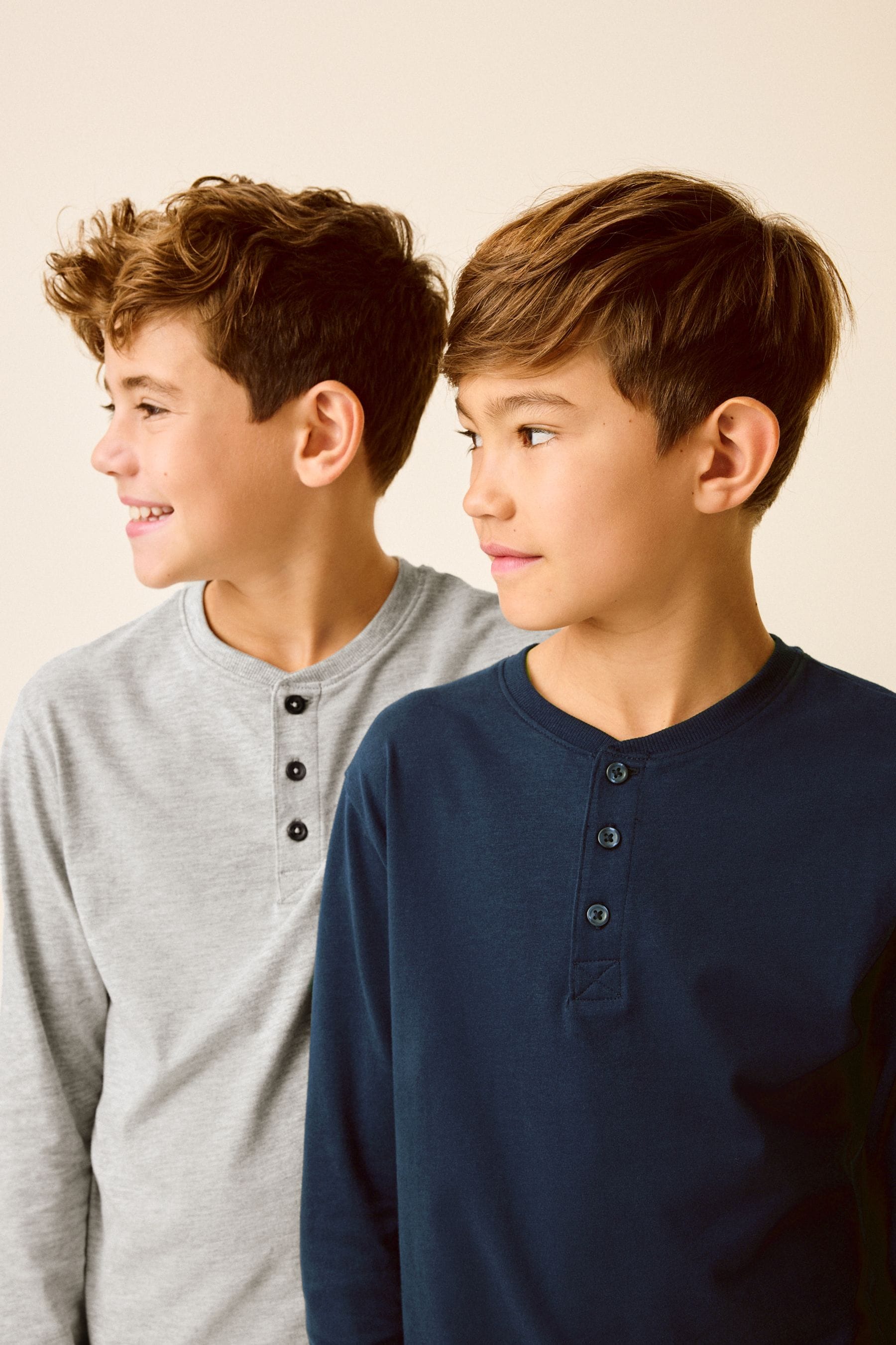 Navy/Grey 2 Pack 100% Cotton Long Sleeve Pyjamas (3-16yrs)