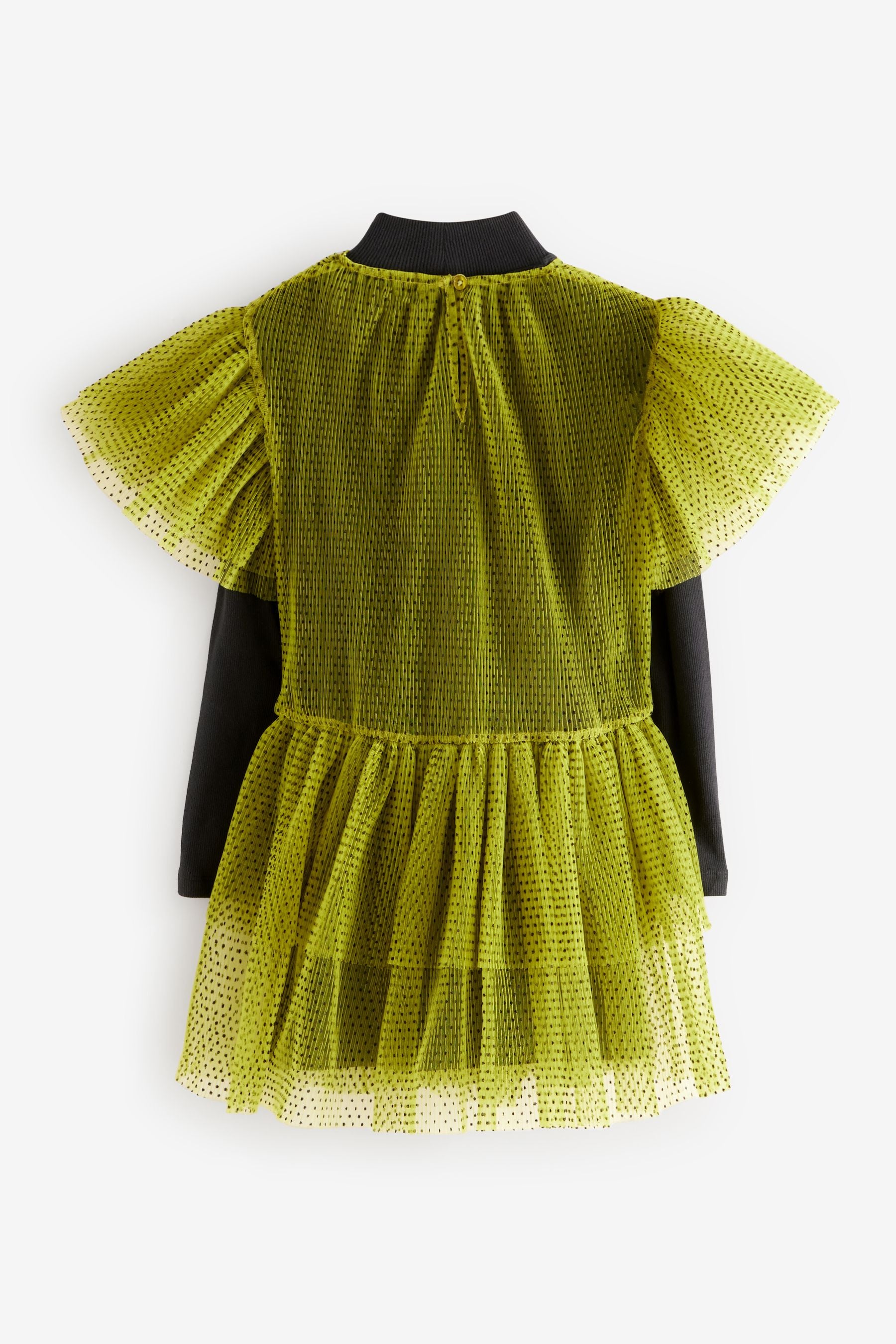 Lime Green 2-in-1 Mesh Party Dress (3-16yrs)