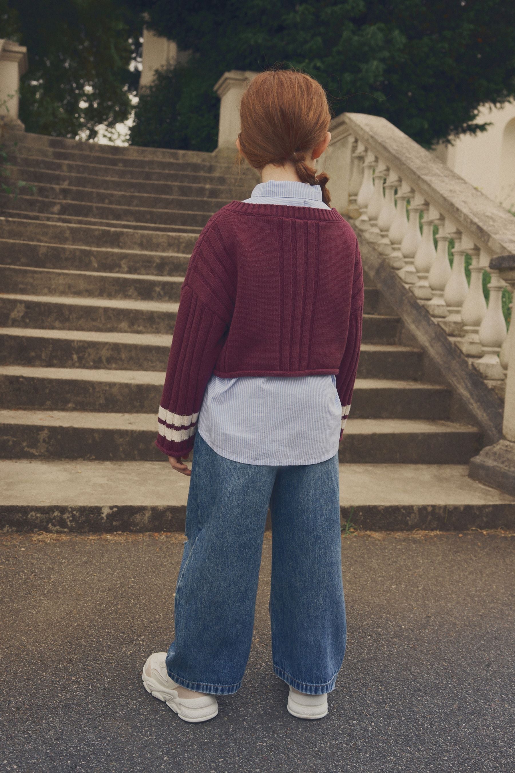 Burgundy Red Varisty 100% Cotton Jumper And Shirt Set (3-16yrs)