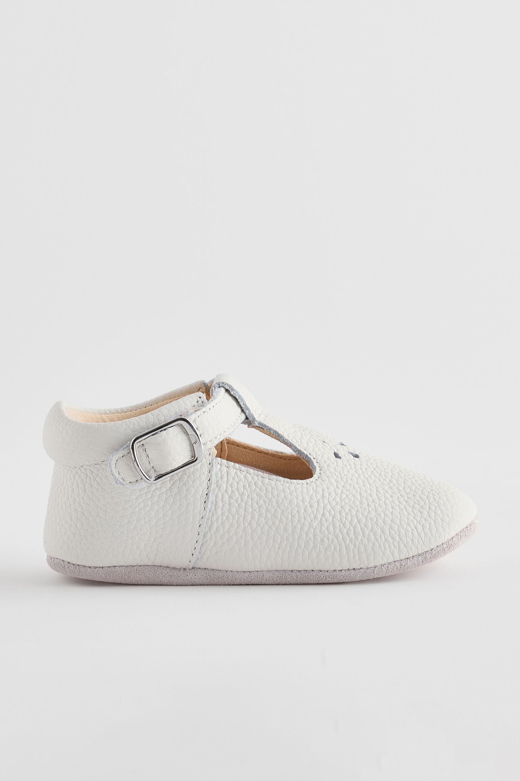 White Leather Baby T-Bar Shoes (0-24mths)