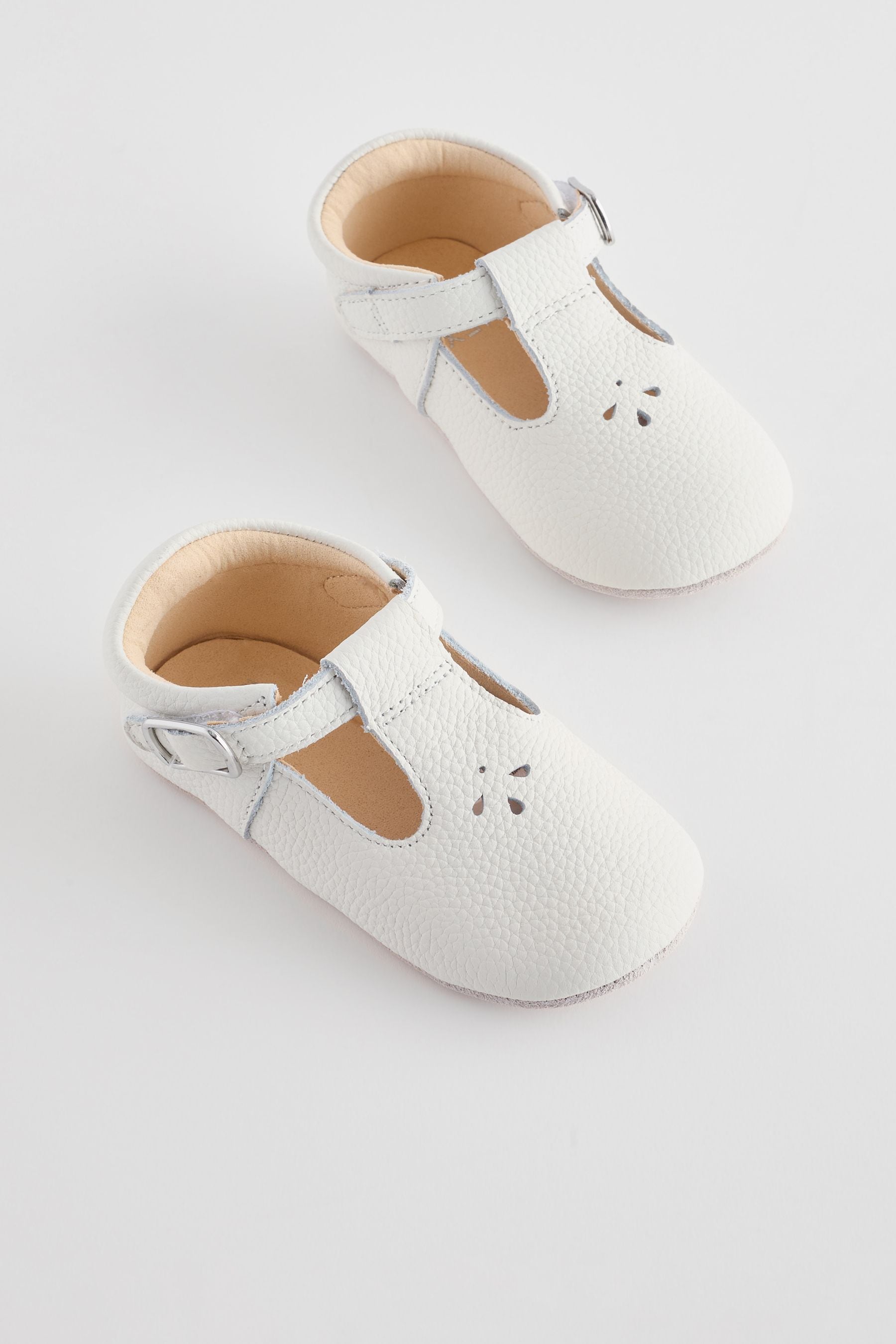 White Leather Baby T-Bar Shoes (0-24mths)