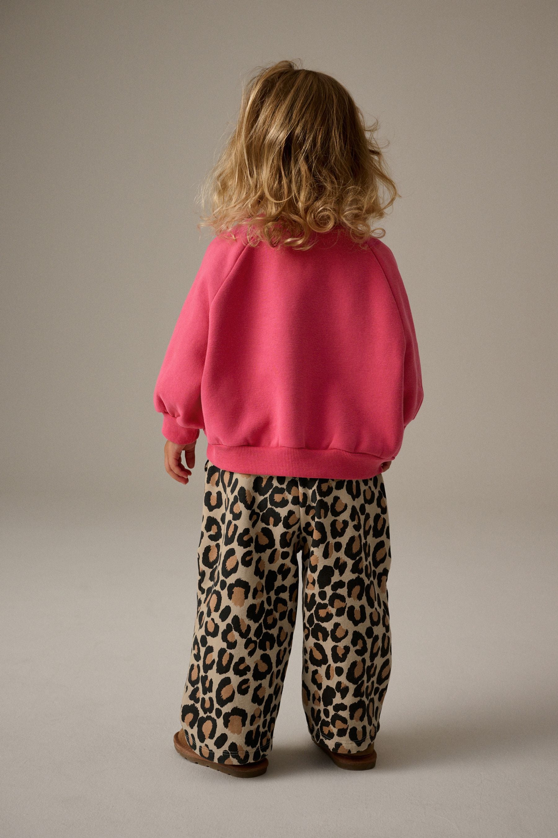 Bright Pink Printed Sweatshirt and Wide Leg Set (3mths-7yrs)