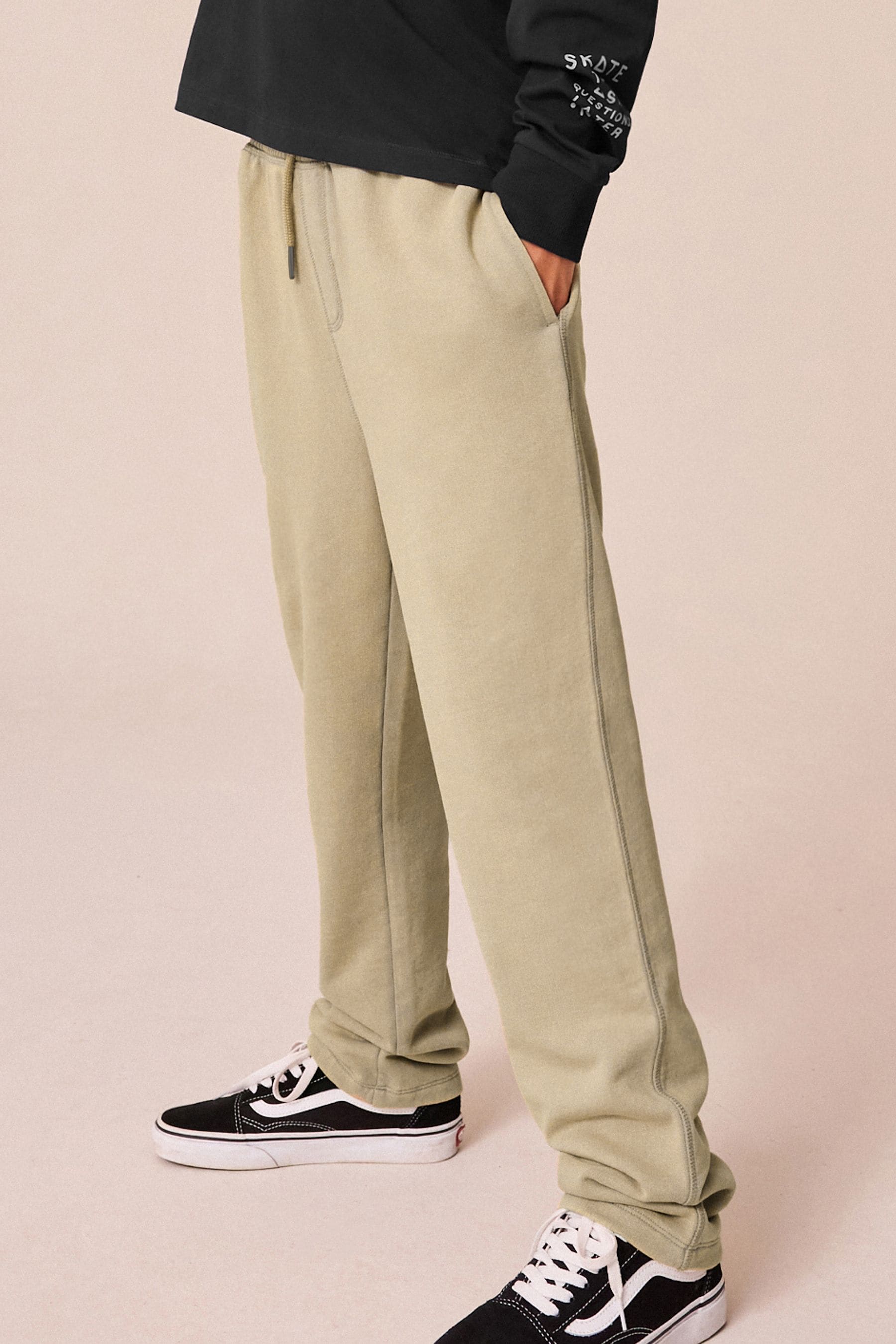 Cement Washed 100% Cotton Straight Leg Garment Dyed Joggers (3-16yrs)