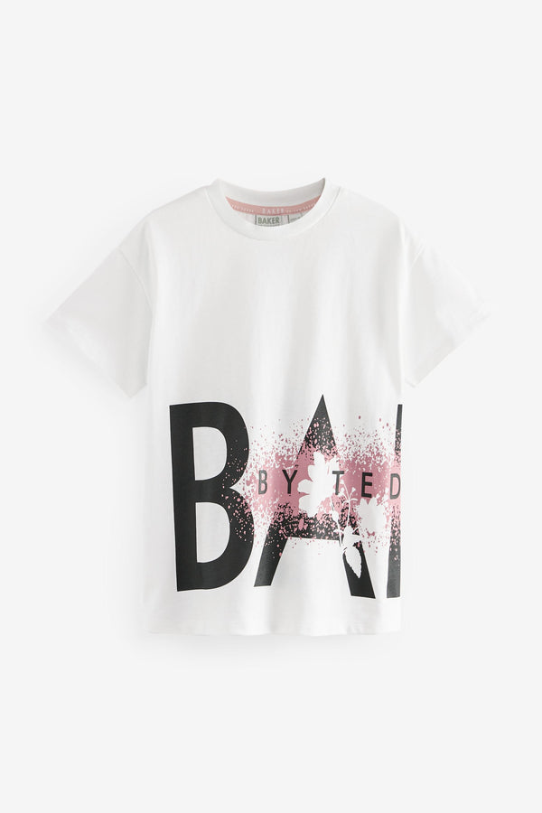 Baker by Ted Baker Graphic 100% Cotton White T-Shirt