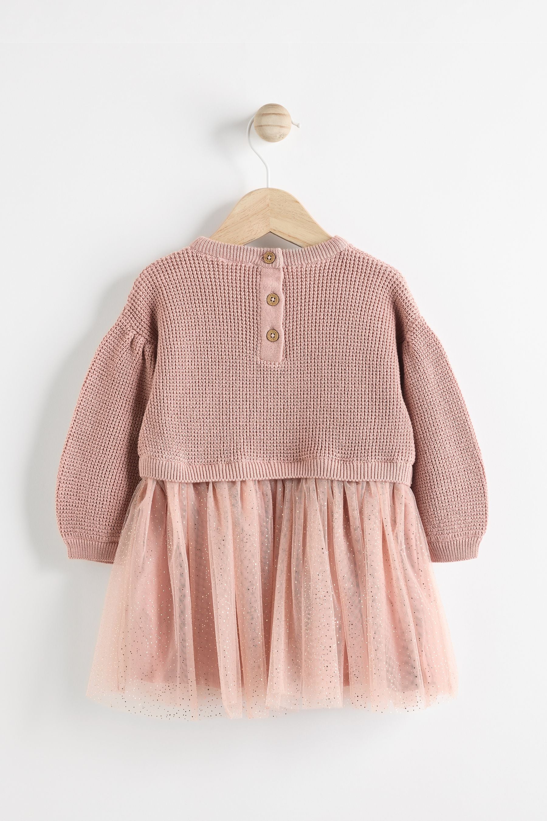 Dusky Pink Baby Twofer Mesh Dress (0mths-2yrs)