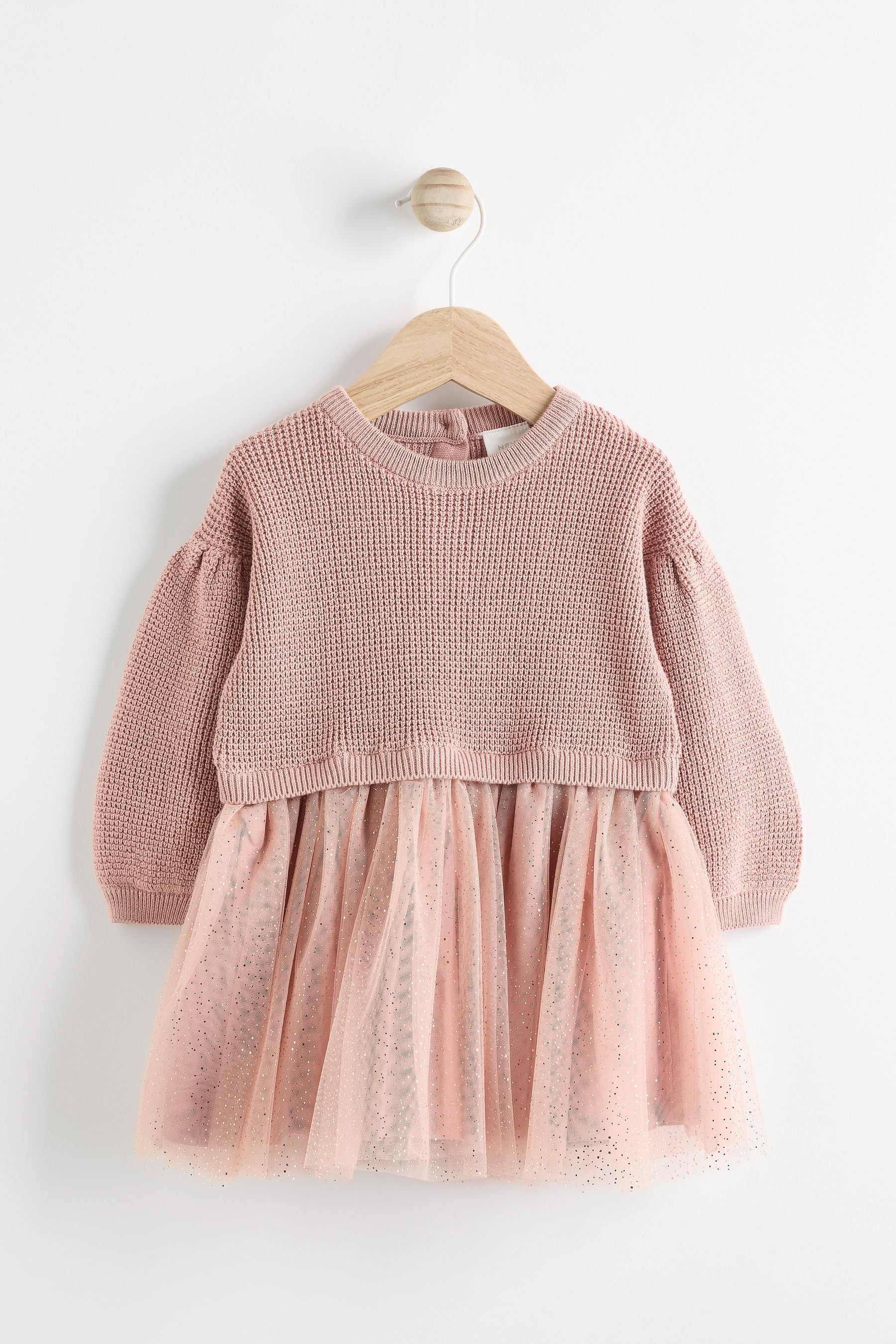 Dusky Pink Baby Twofer Mesh Dress (0mths-2yrs)