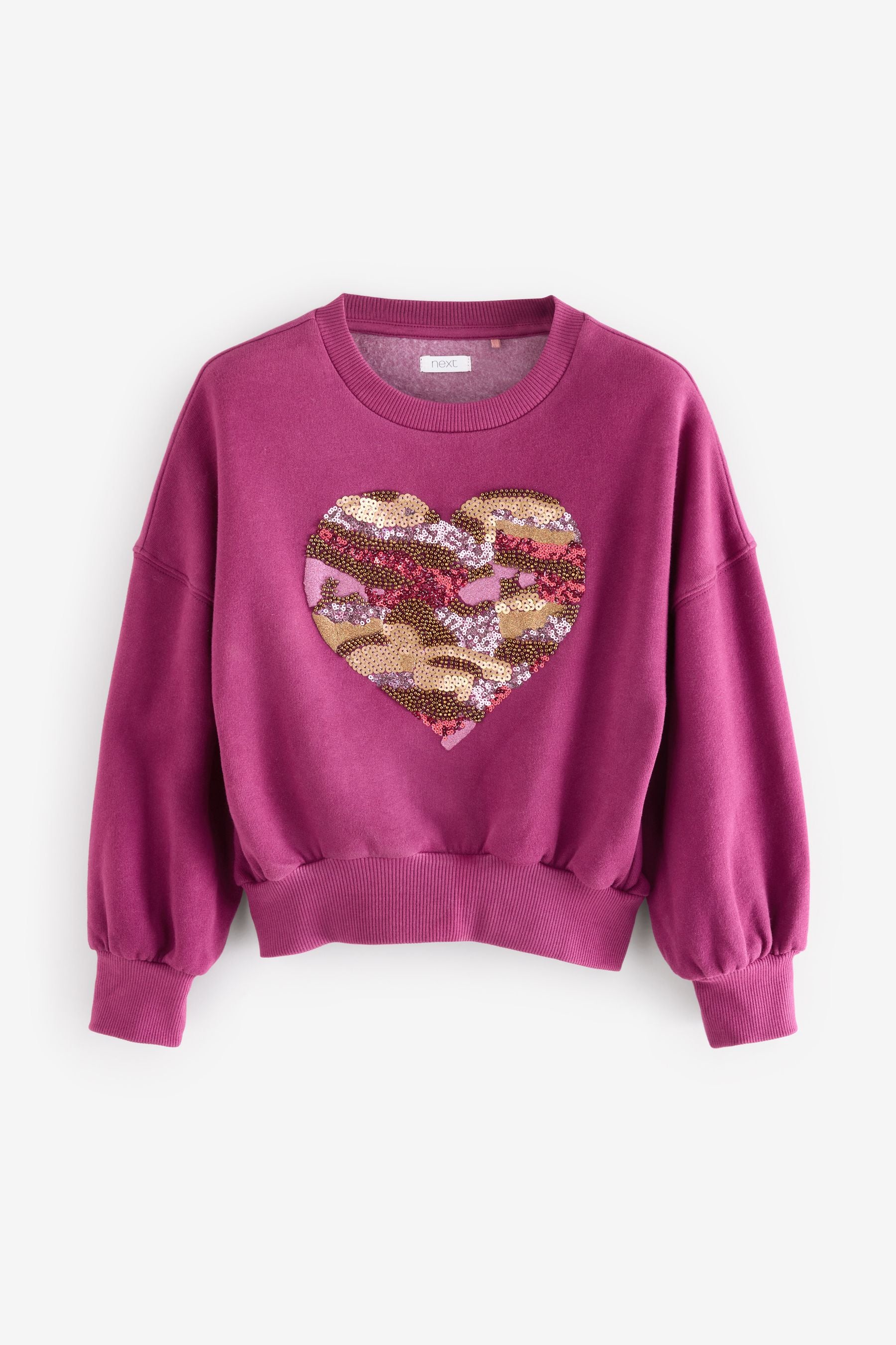 Burgundy Red Embellished Heart Sweatshirt (3-16yrs)