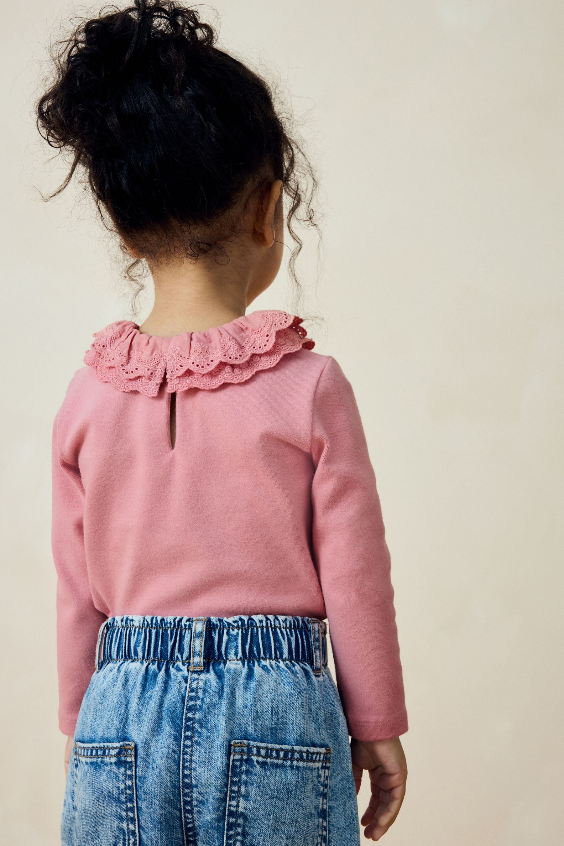 Pink Long Sleeve Collar Top (3mths-7yrs)