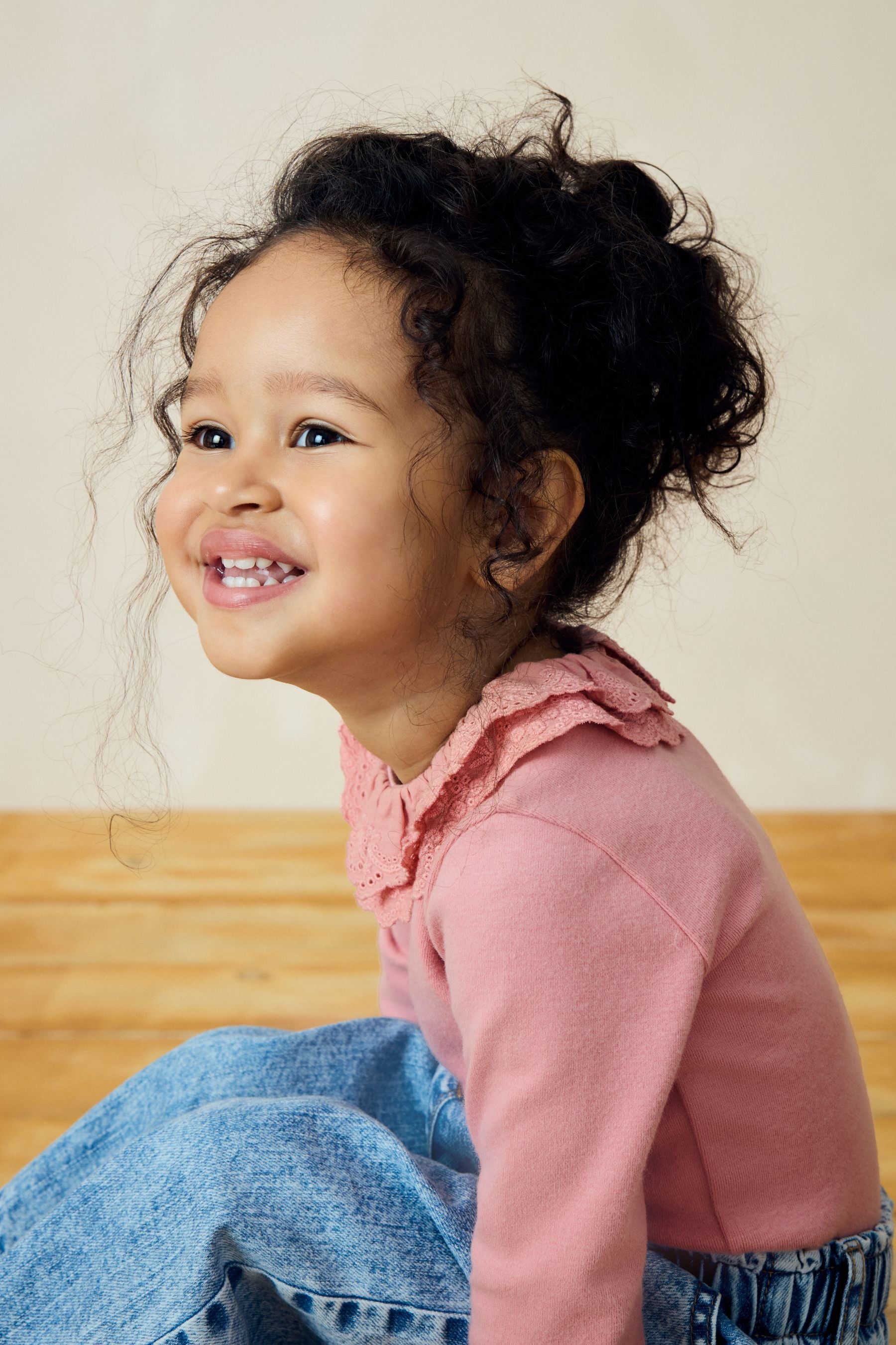 Pink Long Sleeve Collar Top (3mths-7yrs)