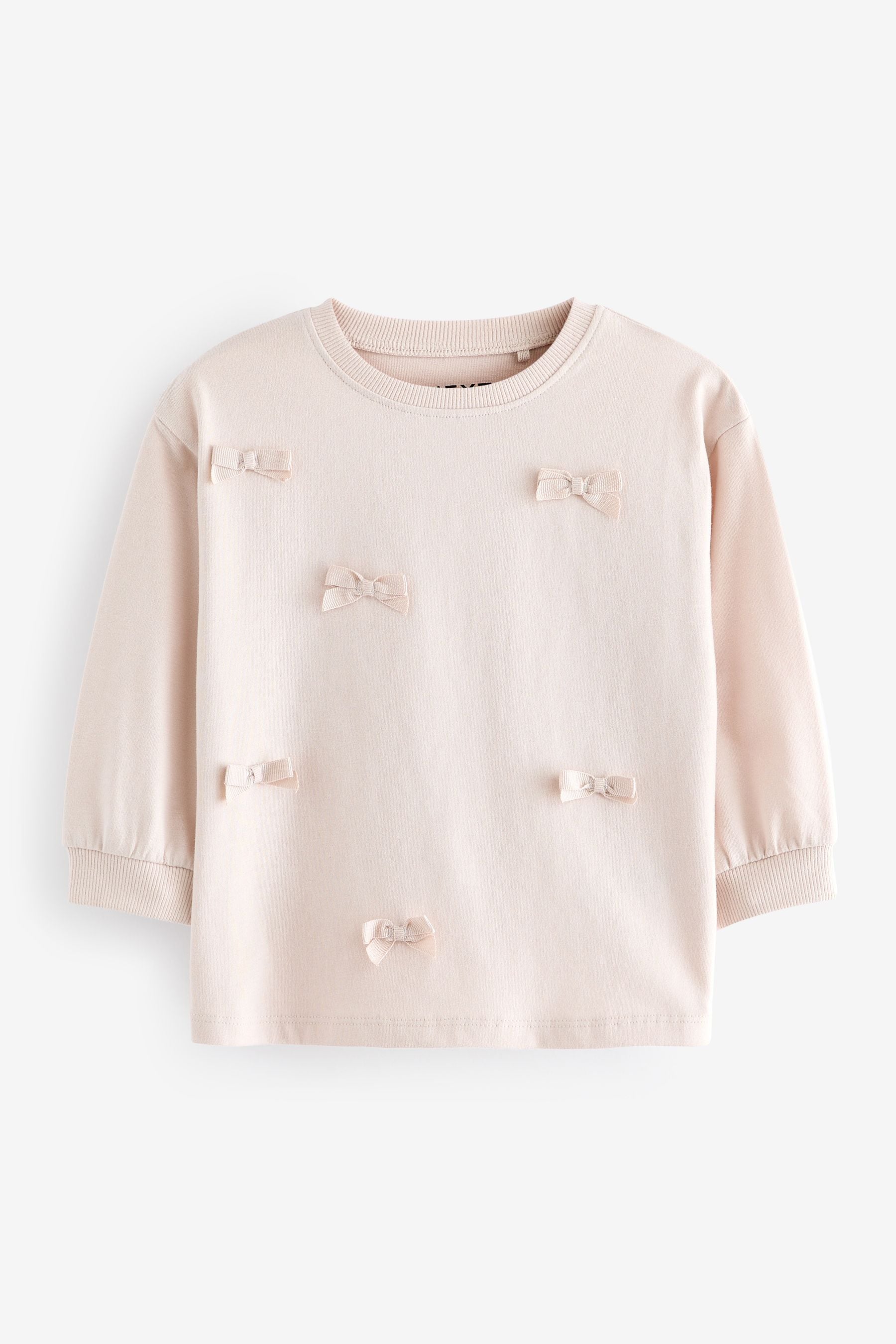 Ecru 100% Cotton Long Sleeve Appliqu?© Bow Top (3mths-7yrs)