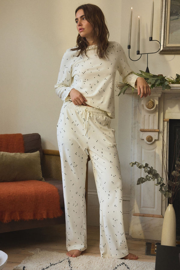 Ecru Cream Tree 100% Cotton Long Sleeve Pyjamas