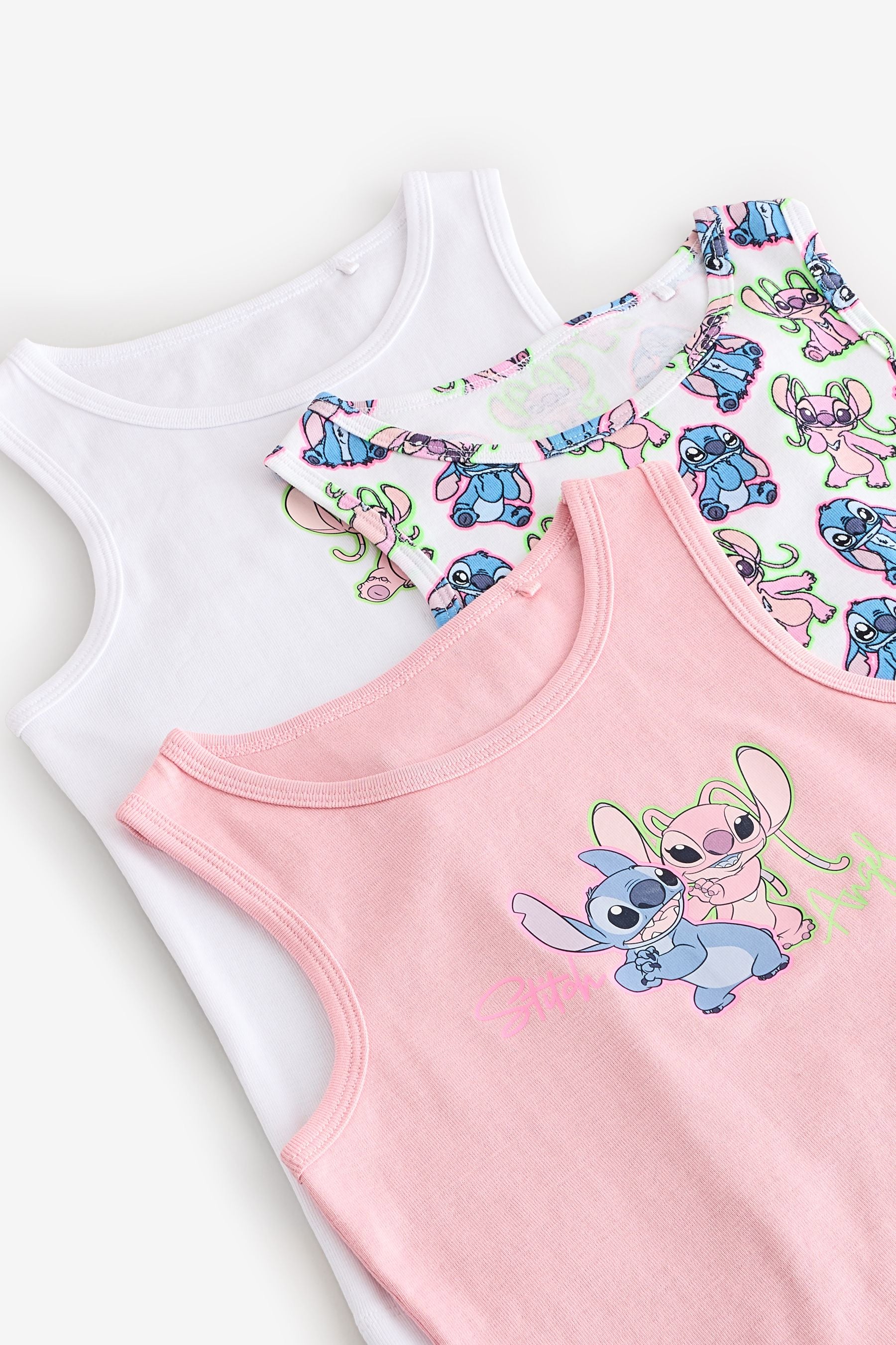 Pink/White 100% Cotton Lilo and Stitch Vests (1.5-12yrs)