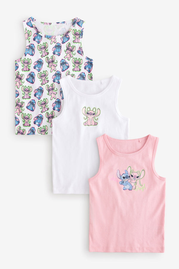 Pink/White 100% Cotton Lilo and Stitch Vests (1.5-12yrs)