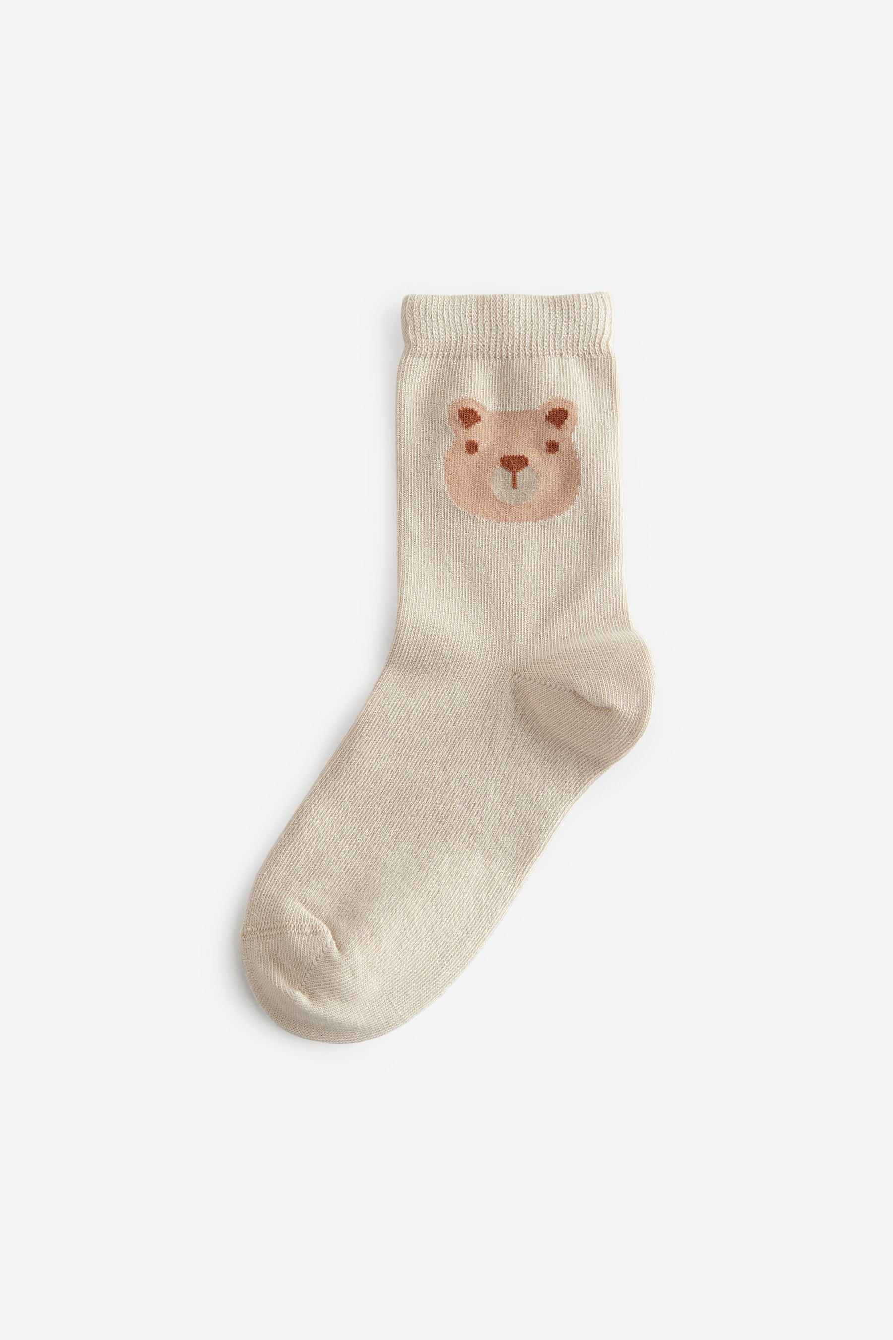 Neutral Bears Print Cotton Rich Socks 5 Pack