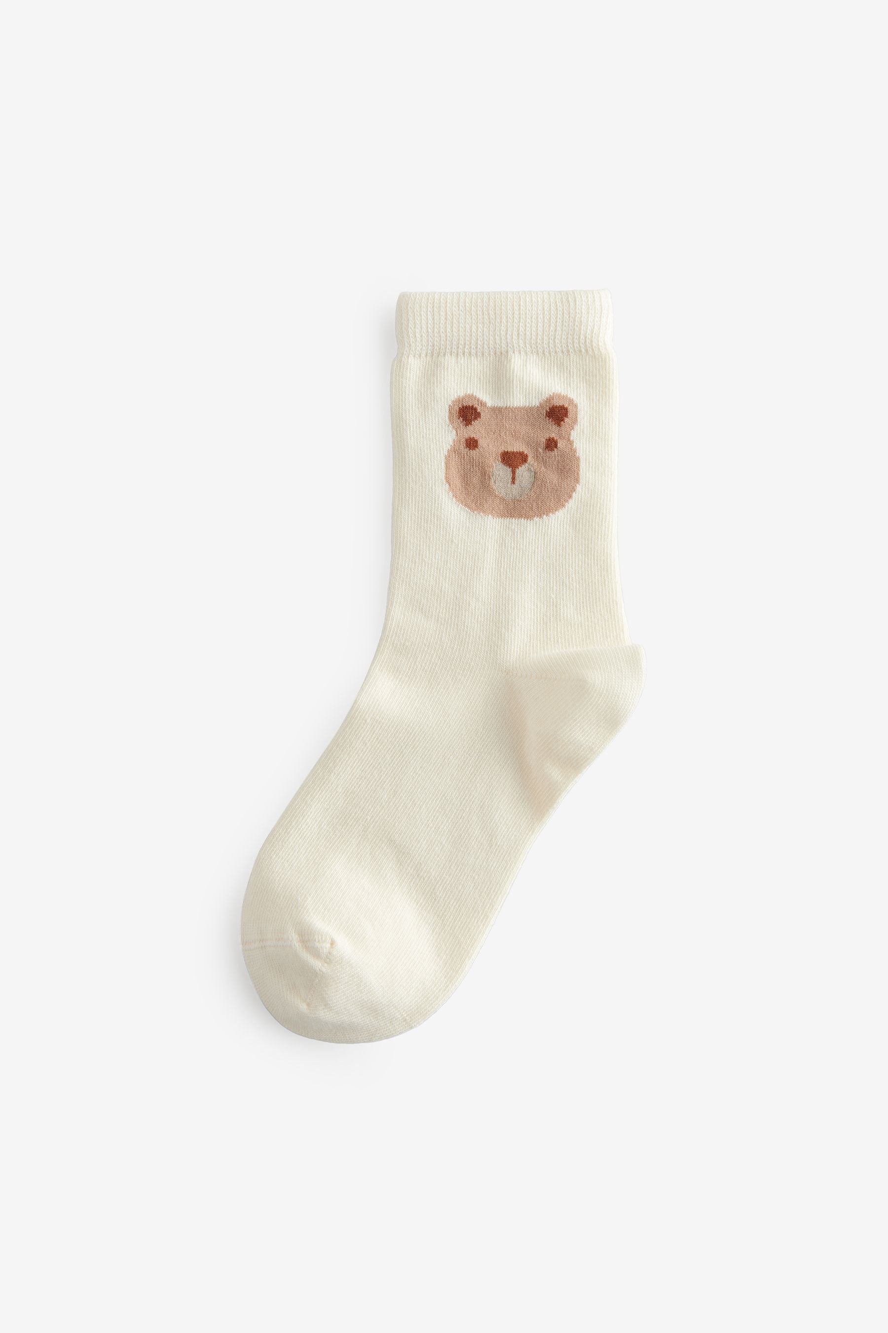 Neutral Bears Print Cotton Rich Socks 5 Pack