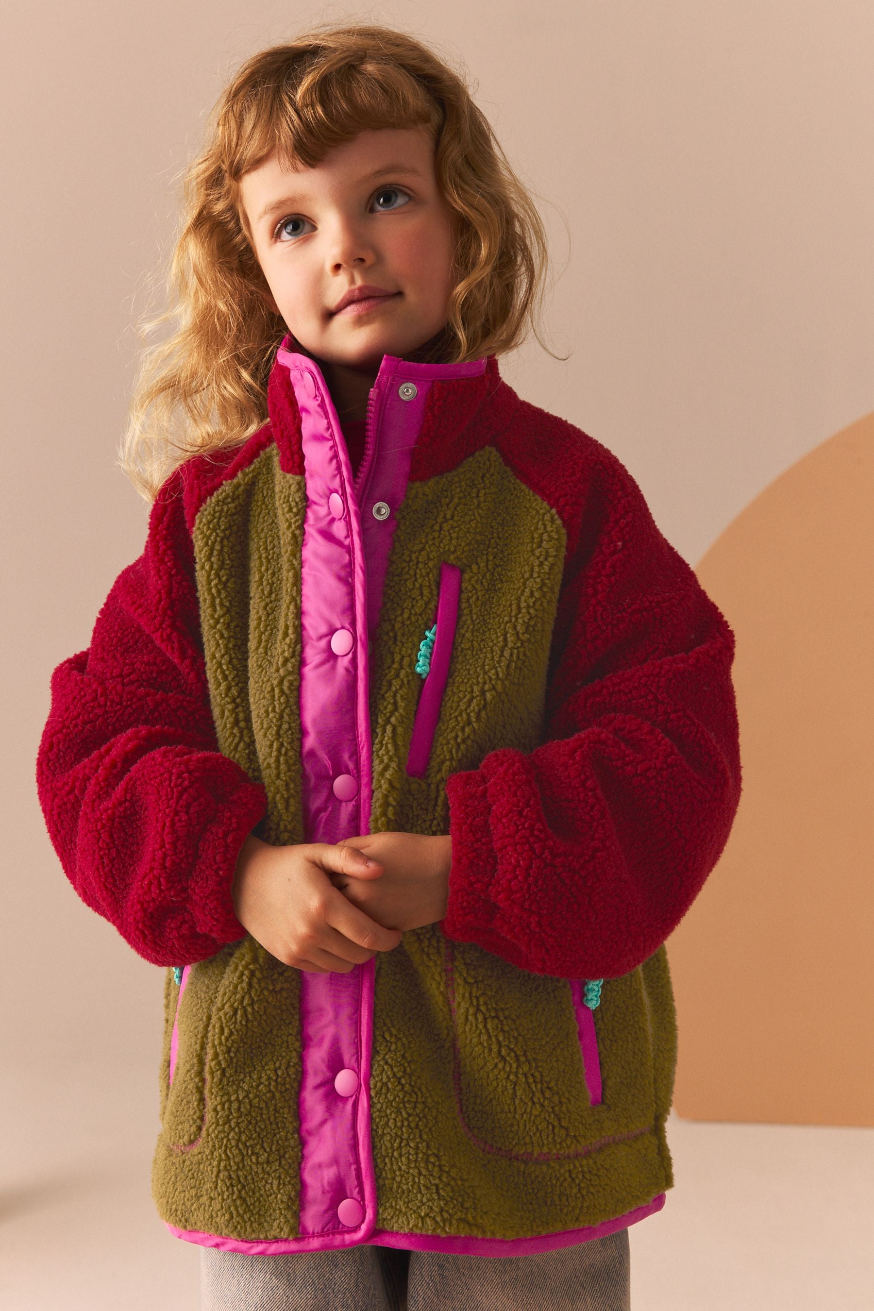 Multi Colourblock Borg Fleece Jacket (3-16yrs)