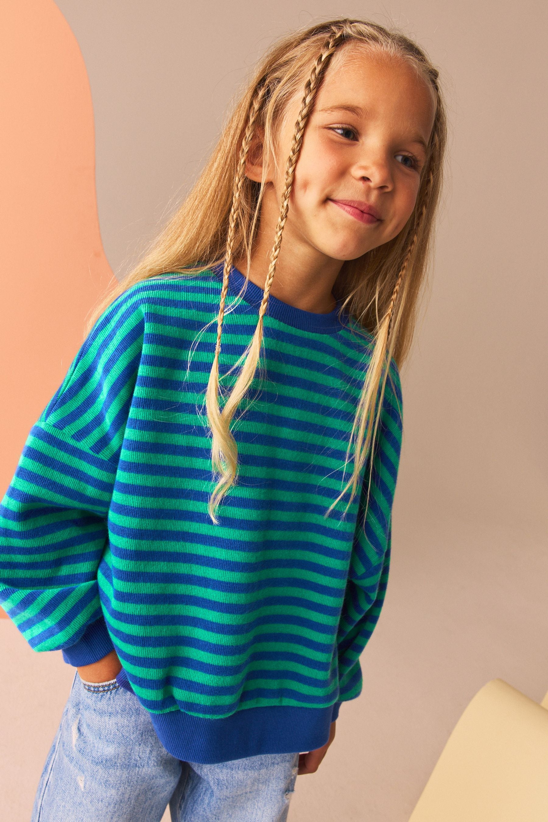 Blue Oversized Cosy Rib Sweatshirt (3-16yrs)