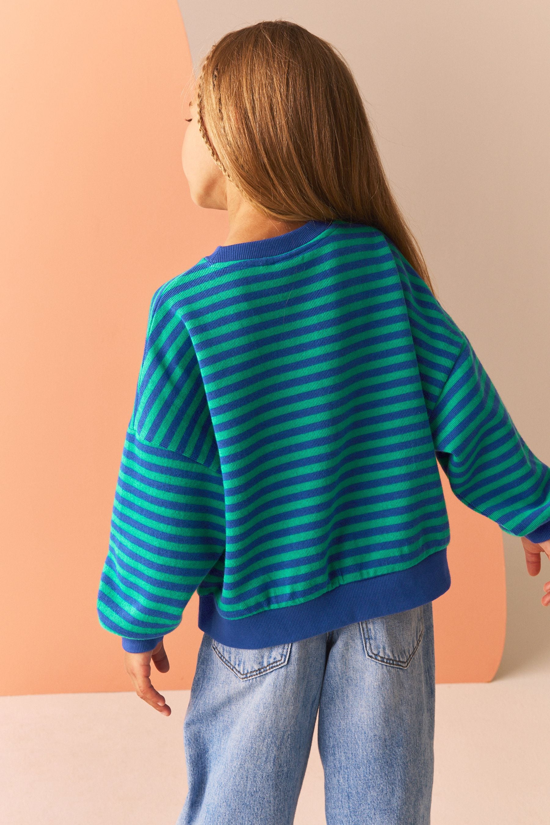 Blue Oversized Cosy Rib Sweatshirt (3-16yrs)