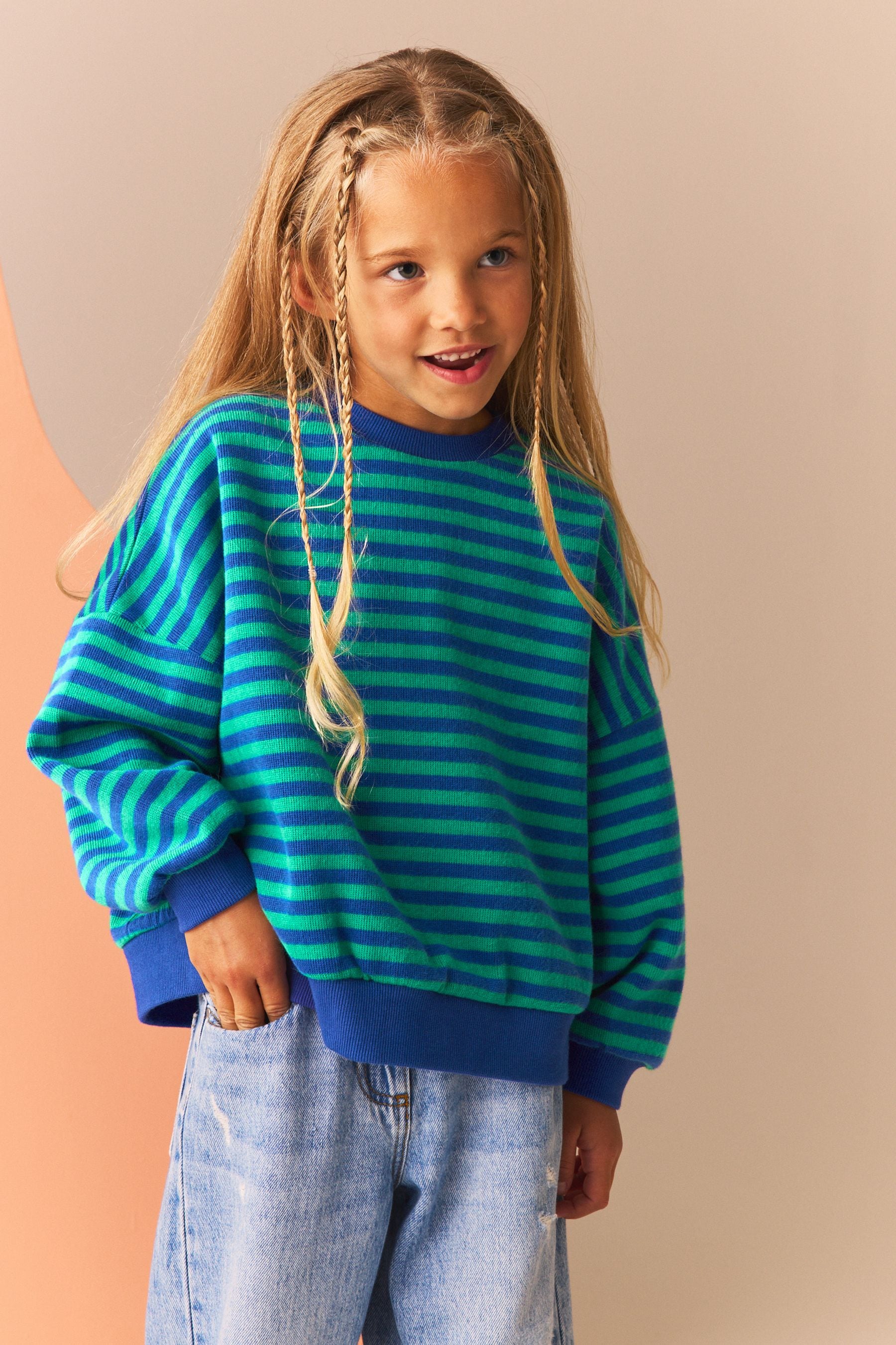 Blue Oversized Cosy Rib Sweatshirt (3-16yrs)