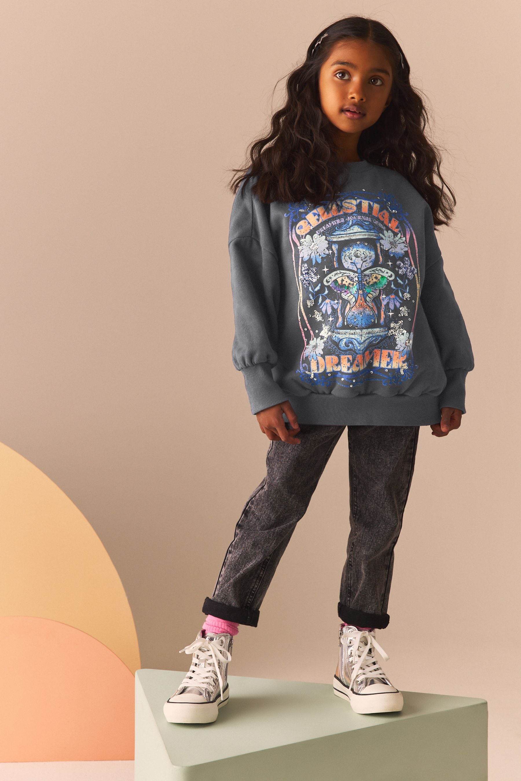 Grey Celestial Embellished Sweatshirt (3-16yrs)