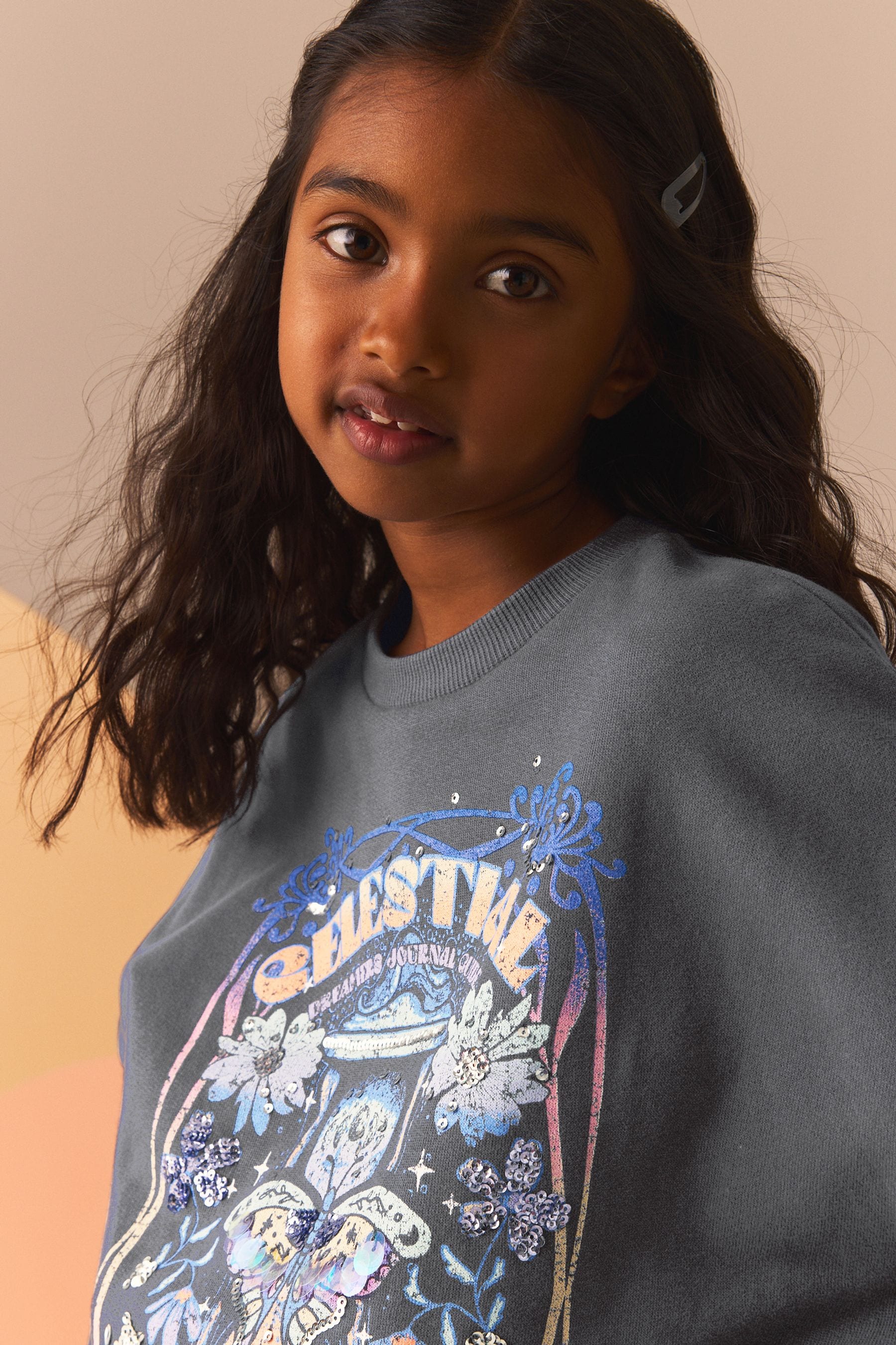 Grey Celestial Embellished Sweatshirt (3-16yrs)