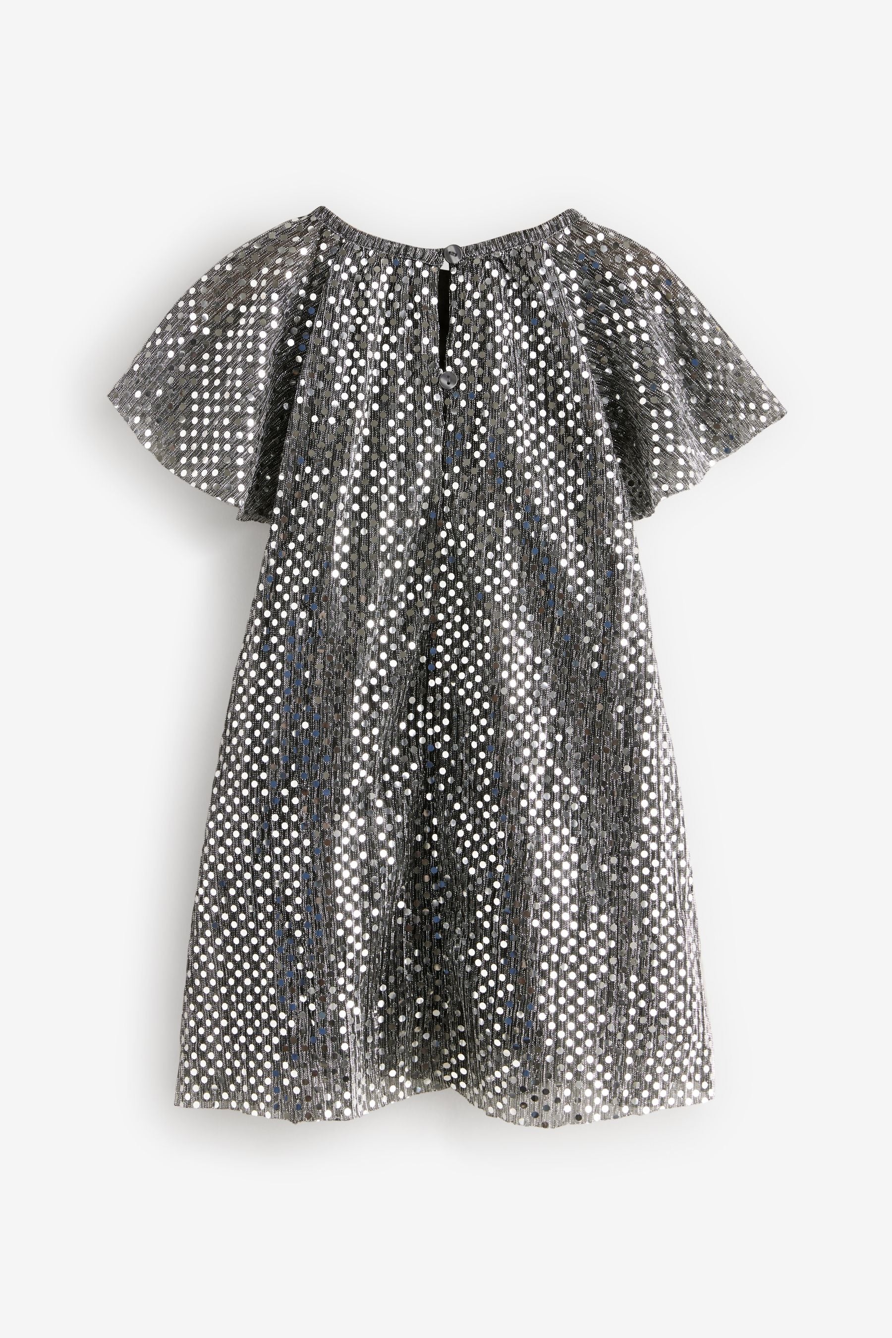 Charcoal Bow Sequin Party Angel Sleeve Dress (3mths-10yrs)