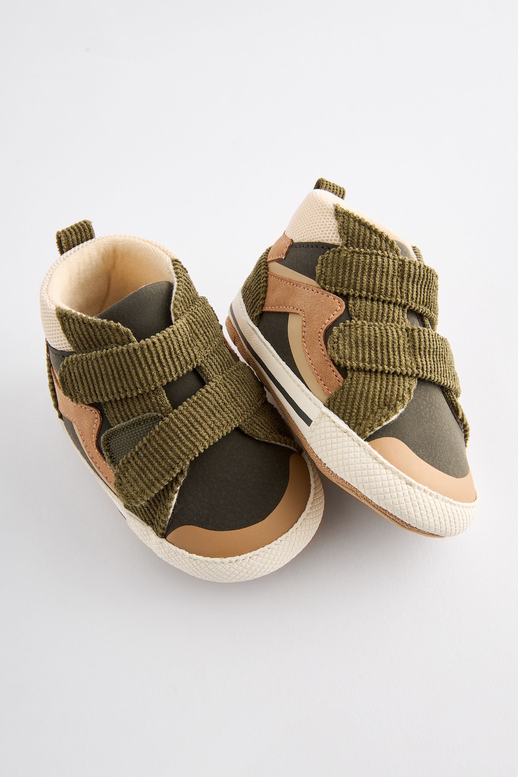 Green Easy Fastening High Top Baby Trainers (0-24mths)