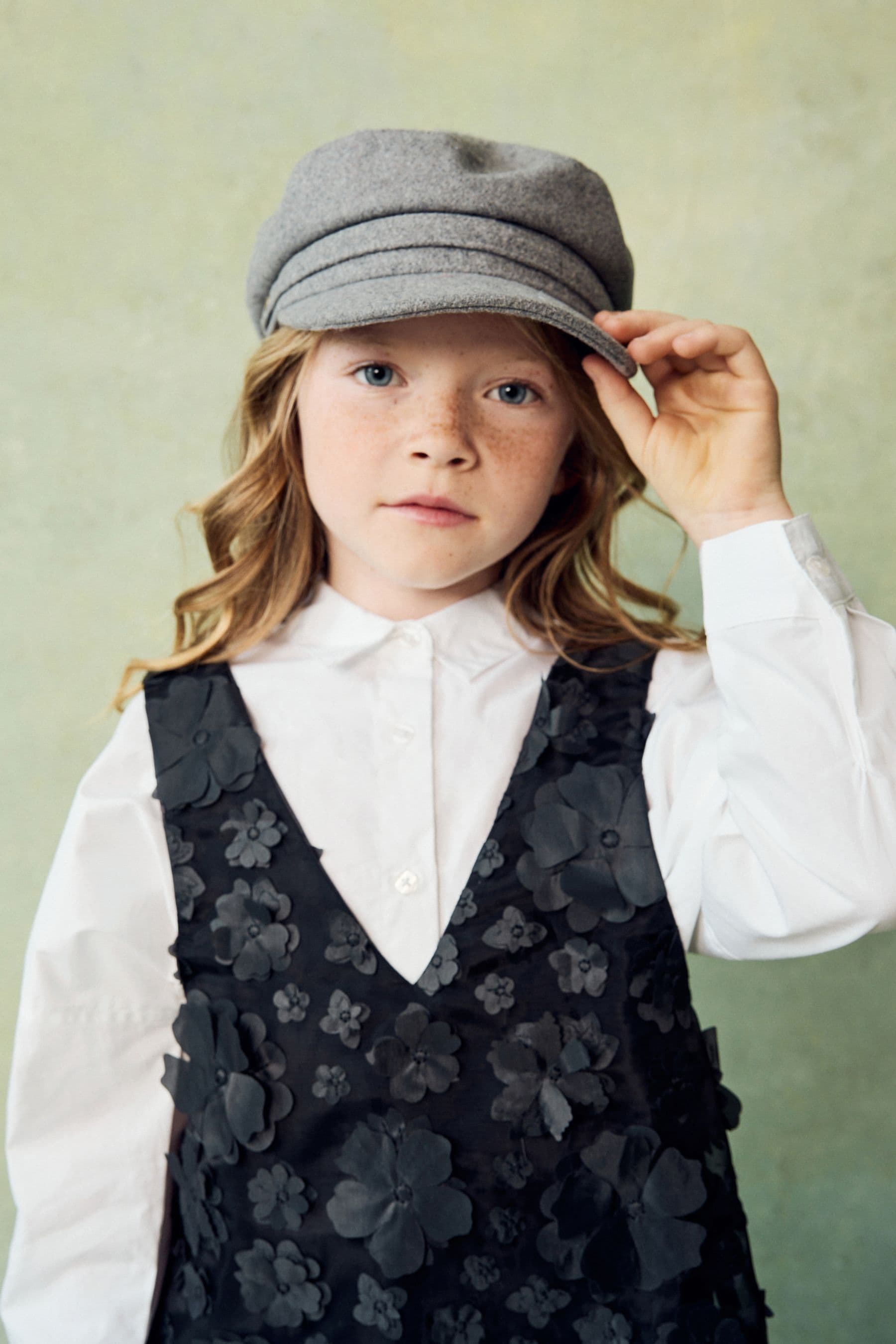 Black 3D Flower Pinafore and Shirt Set (3-16yrs)