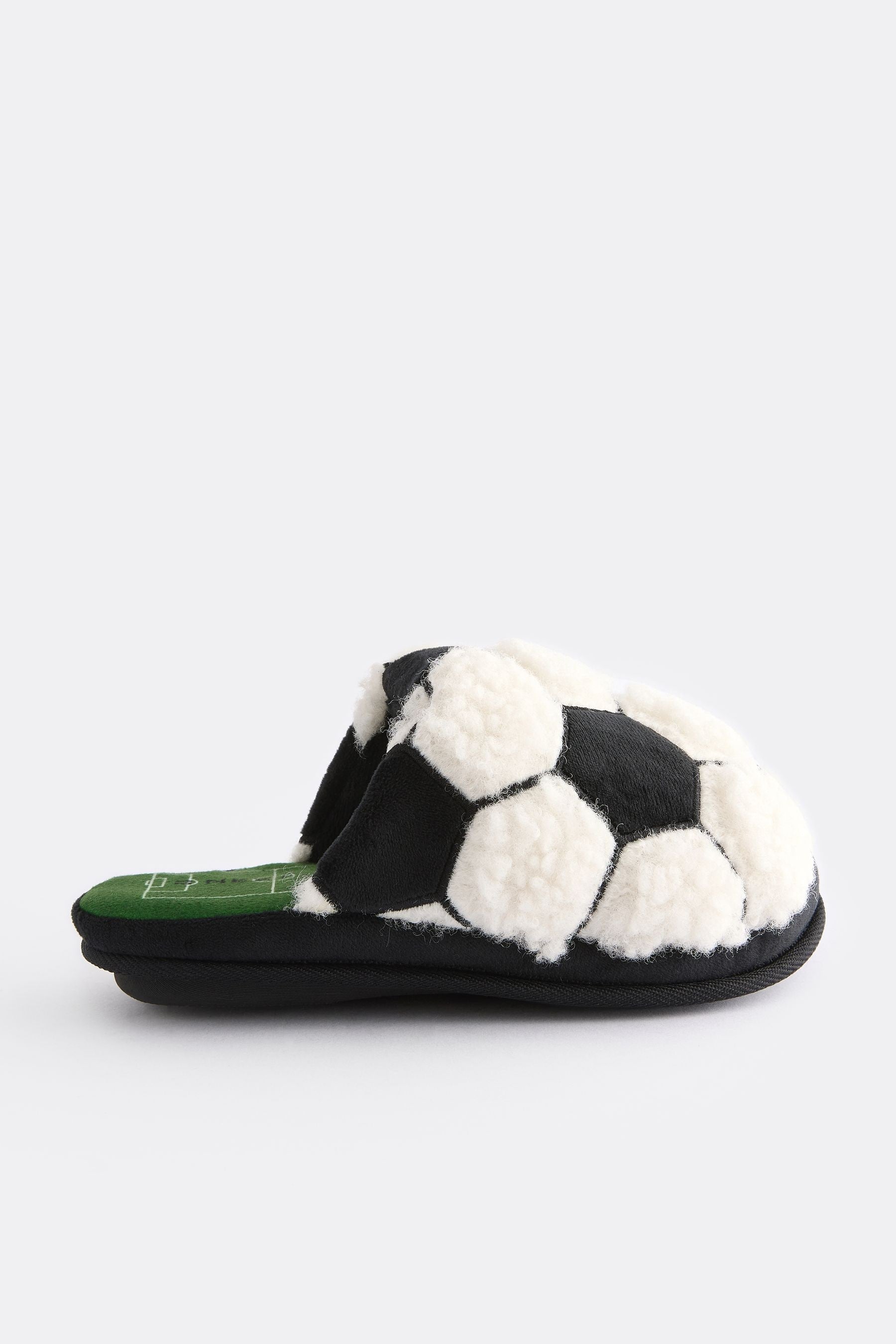 Black/White Fluffy Football Slippers Mules