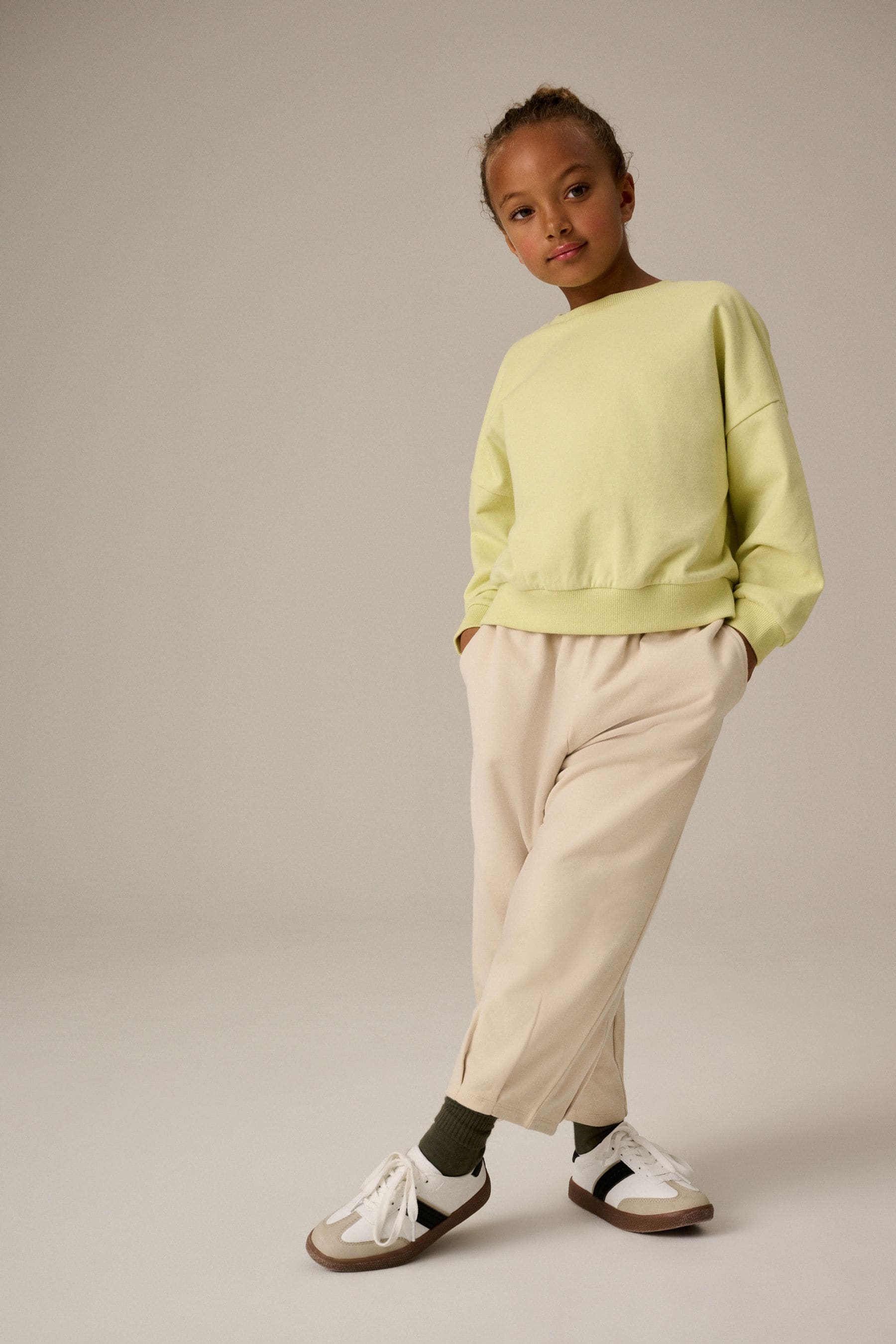 Lime Green Oversized Sweat and Barrel Leg Joggers Set (3-16yrs)