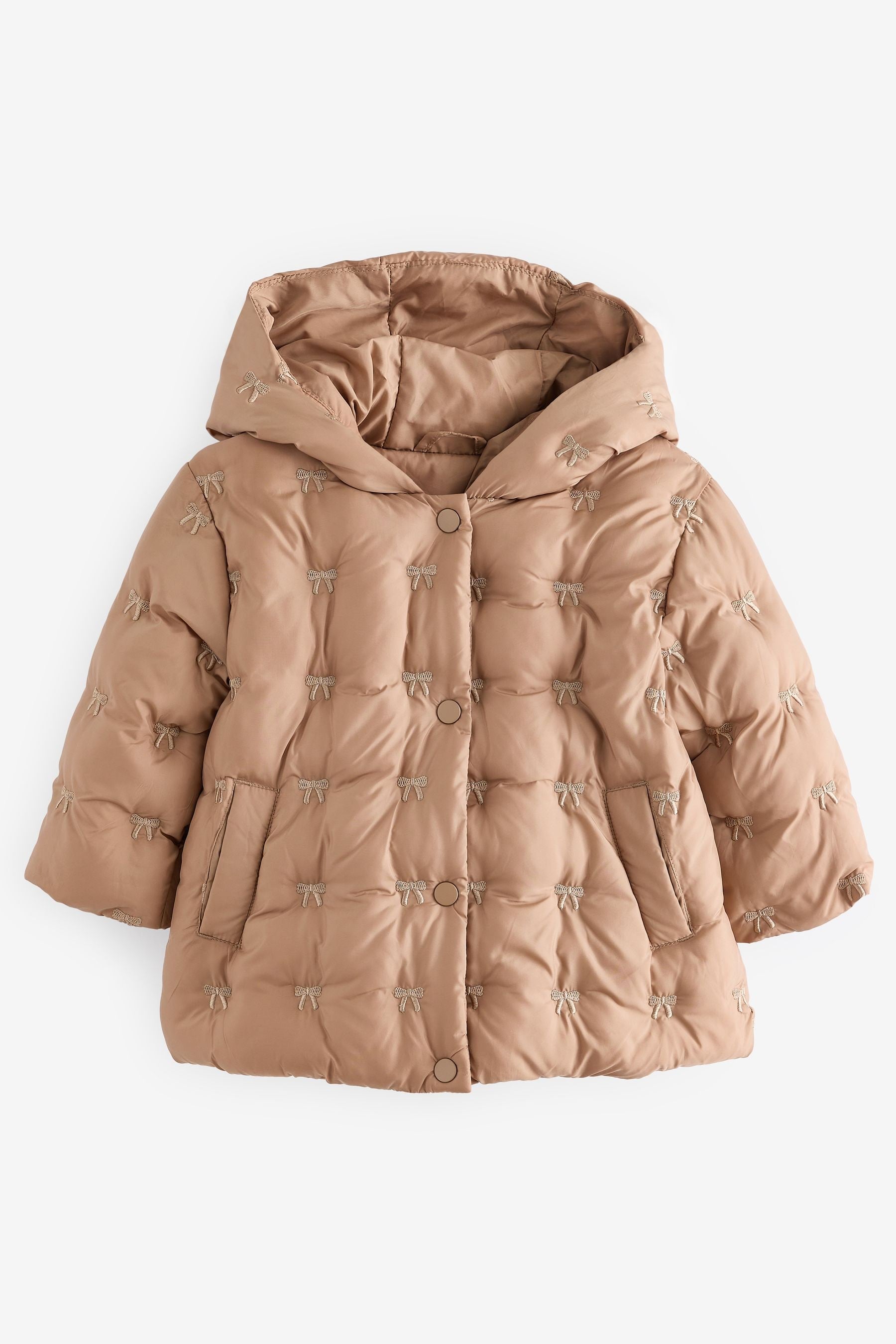 Neutral Shower Resistant Neutral Bow Padded Coat (3mths-7yrs)