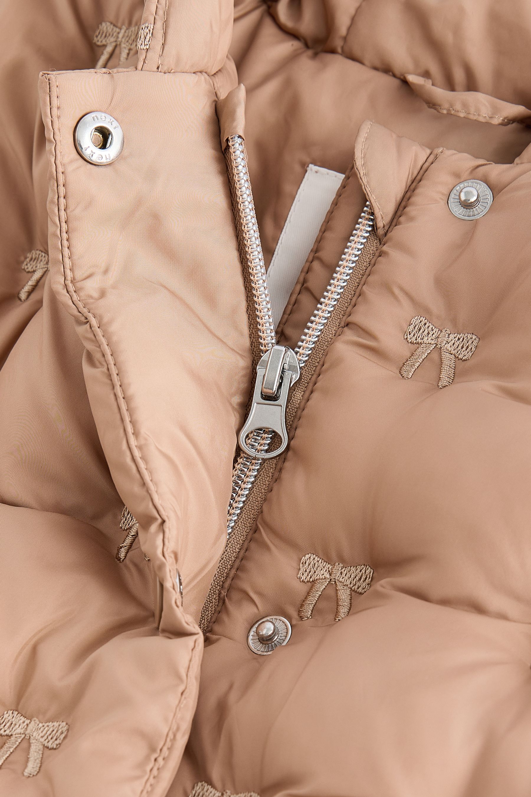 Neutral Shower Resistant Neutral Bow Padded Coat (3mths-7yrs)