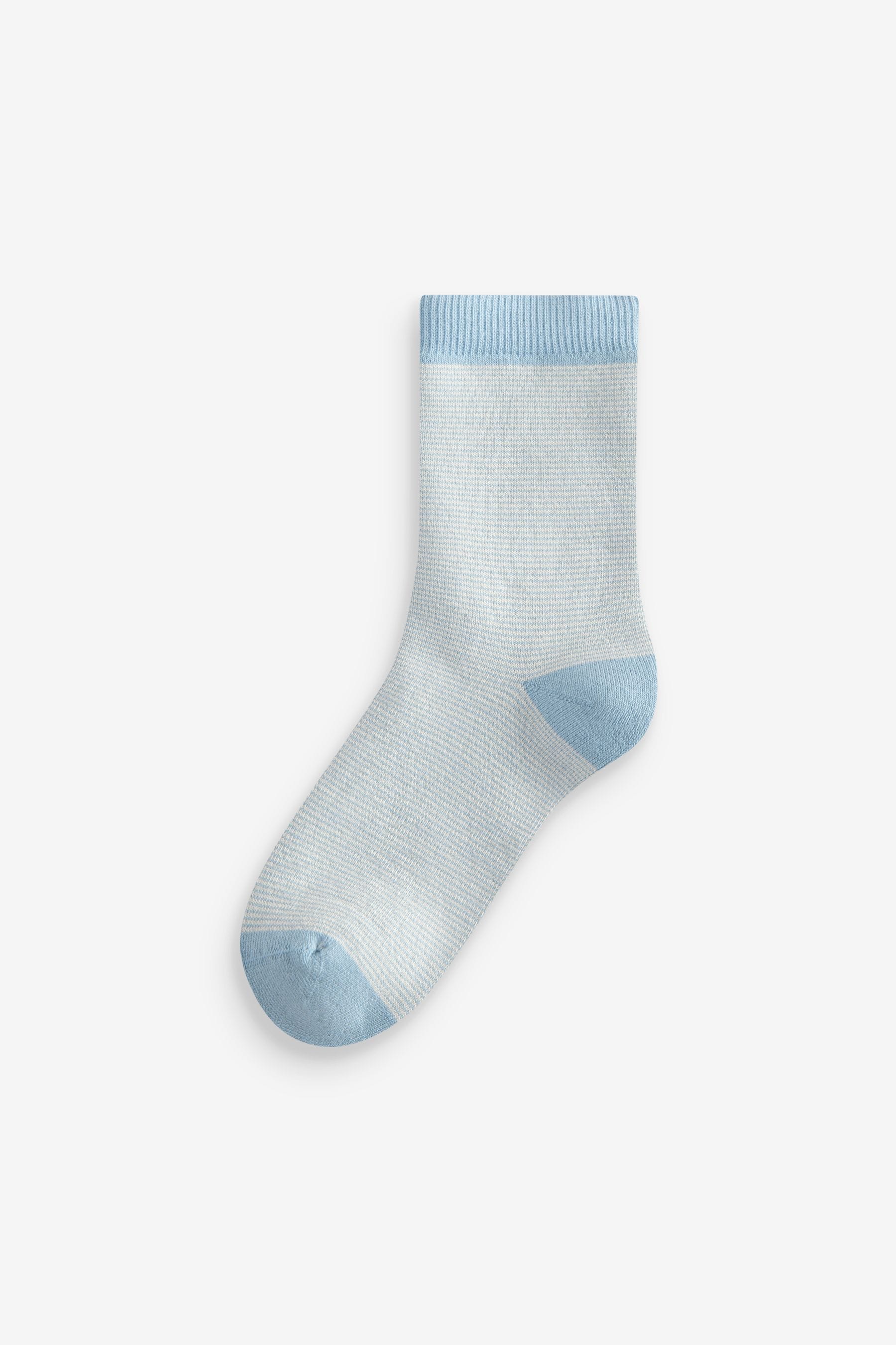 Blue/Neutral Stripe Cosy Terry Cotton Rich Socks 5 Pack