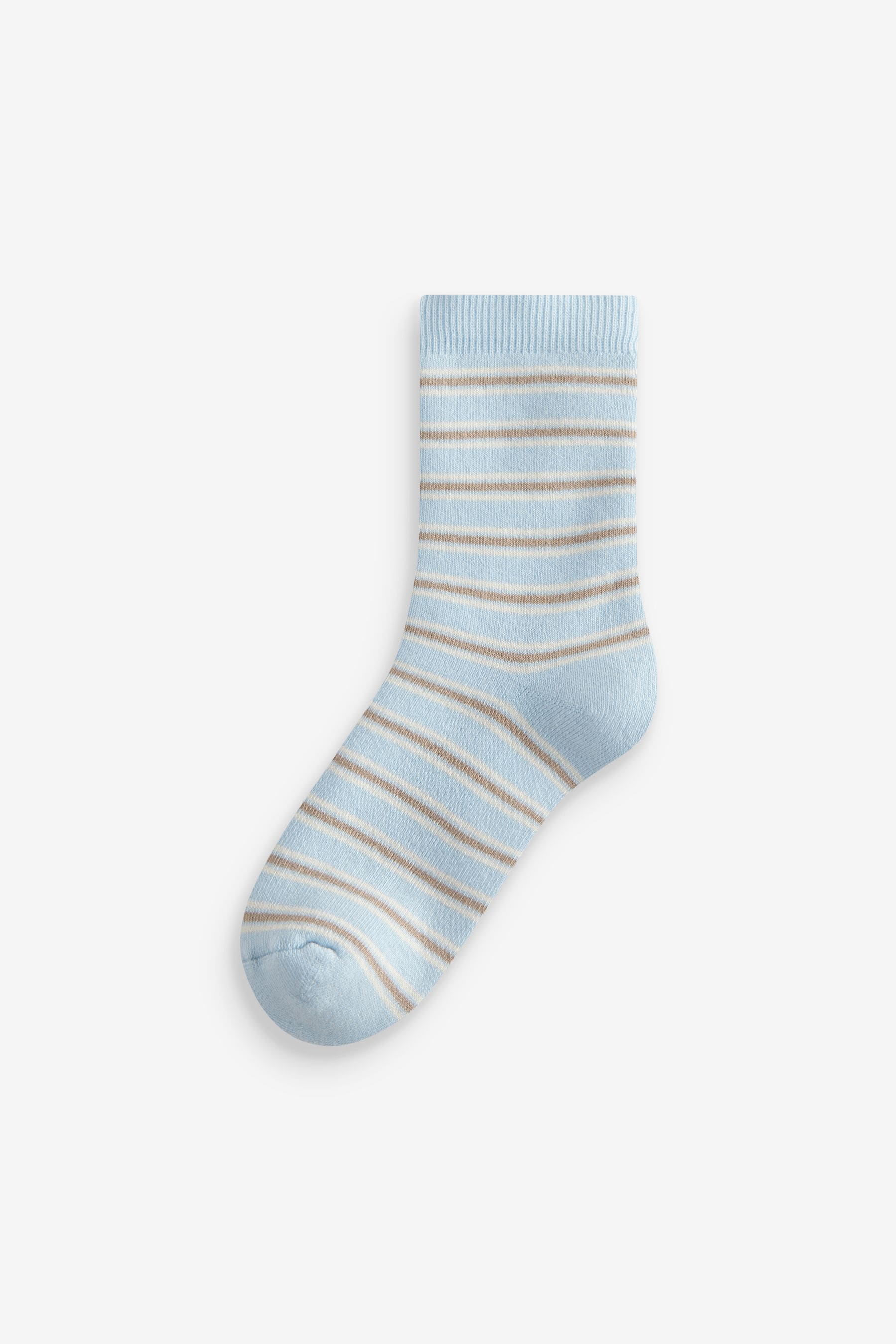 Blue/Neutral Stripe Cosy Terry Cotton Rich Socks 5 Pack