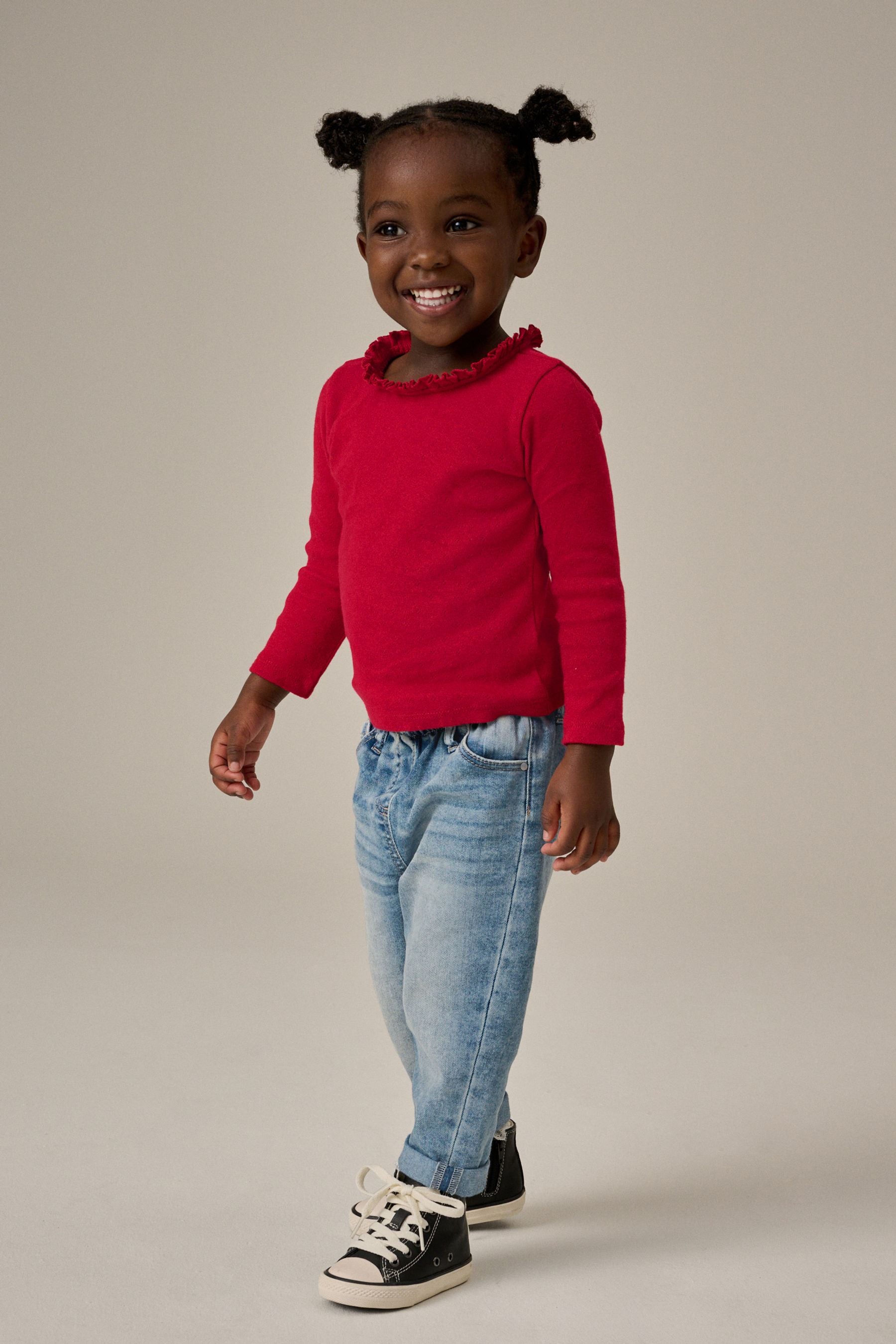 Red 100% Cotton Pointelle Top (3mths-7yrs)