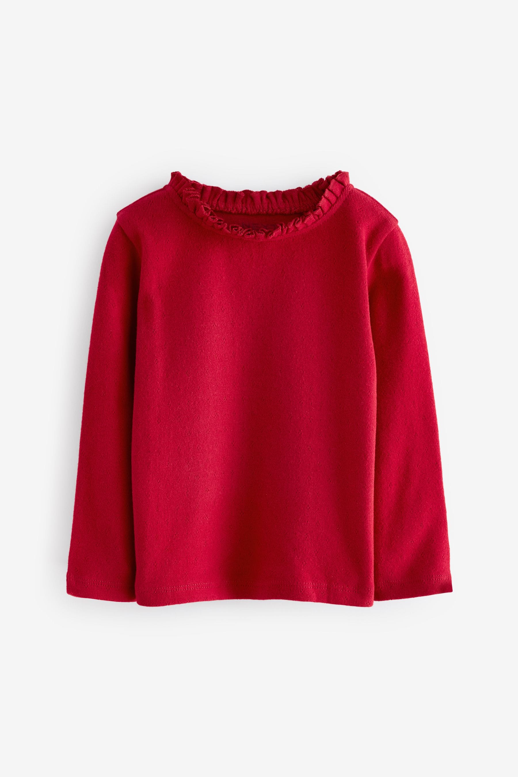 Red 100% Cotton Pointelle Top (3mths-7yrs)