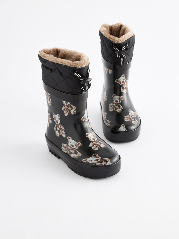 Black Bears Thermal Thinsulate™ Lined Cuff Wellies