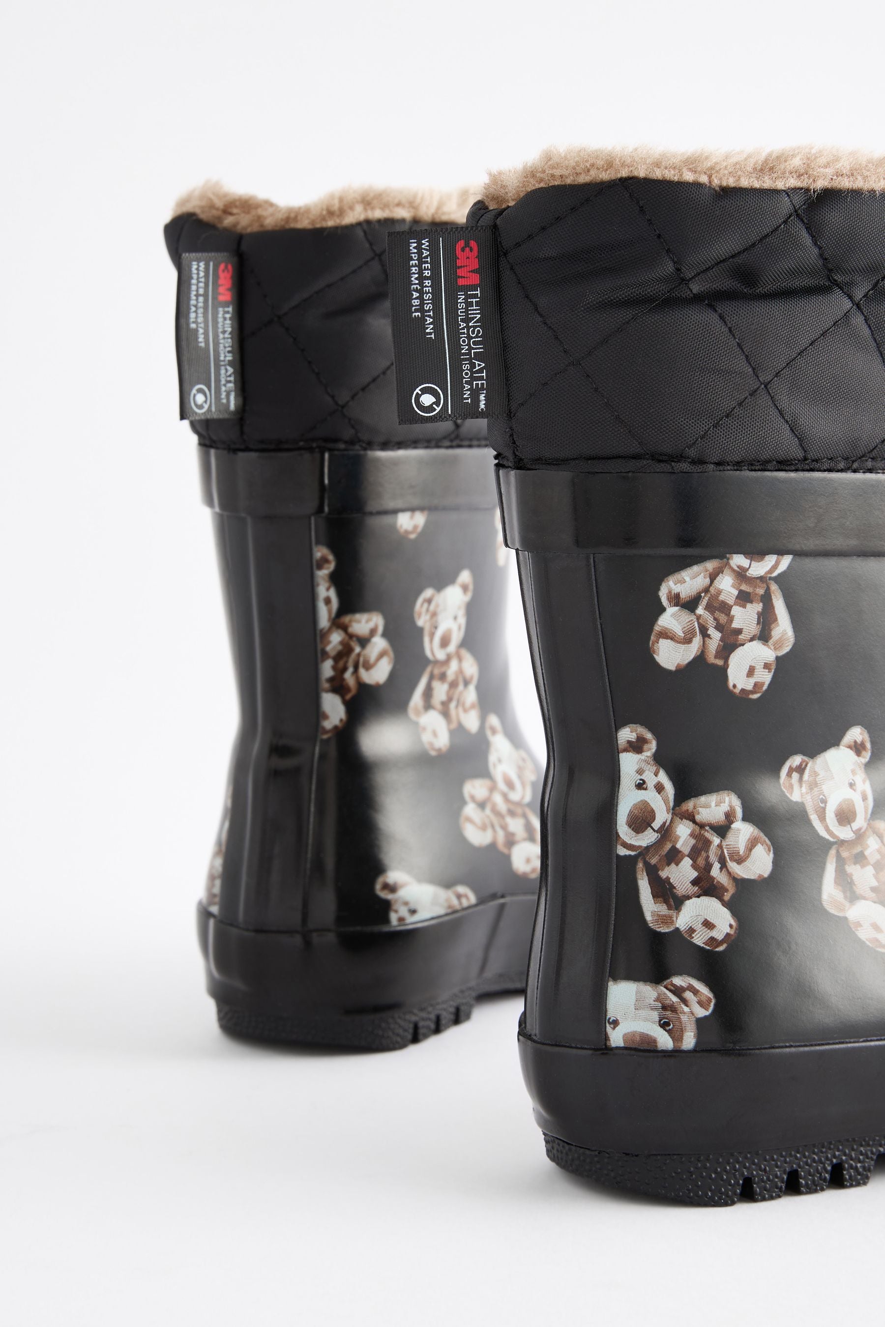 Black Bears Thermal Thinsulate™ Lined Cuff Wellies